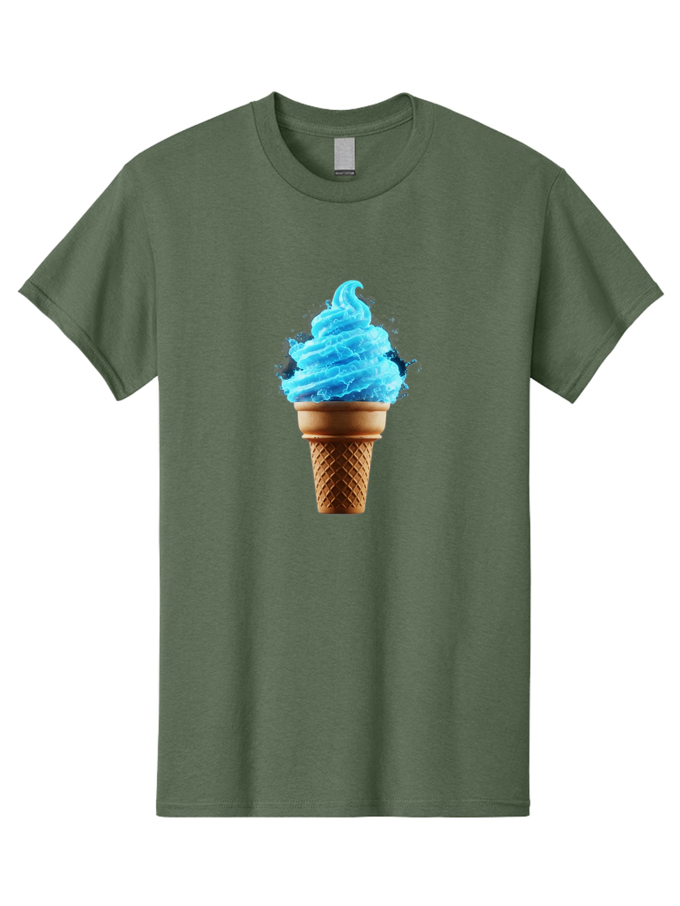 Blue-Ice-Cream-Cone Men'S Graphic Tee, 100% Cotton, Comfortable Casual Summer Wear, Machine Washable, Blue Ice Cream, Ice Cream Cone, Soft Serve, Sweet Treats, Summertime Fun, Cold Desserts, Ice Cream Lovers, Frozen Delights, Creamy Texture, Baa175