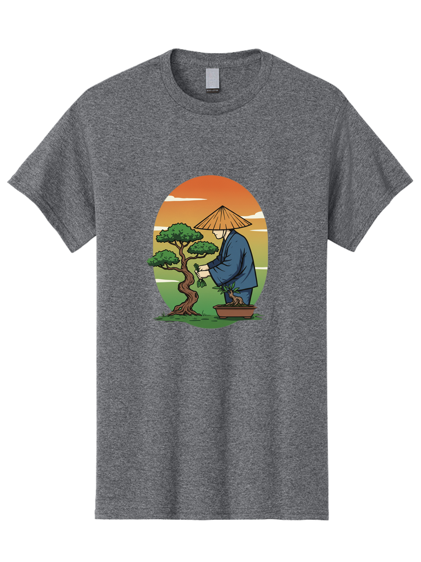 Bonsai-Gardener Men'S Graphic Tee, 100% Cotton, Comfortable Casual Summer Wear, Machine Washable, Bonsai Tree, Gardener, Serene Landscape, Tranquil Atmosphere, Traditional Asian Attire, Japanese Culture, Gardening, Calm Environment, Baa179