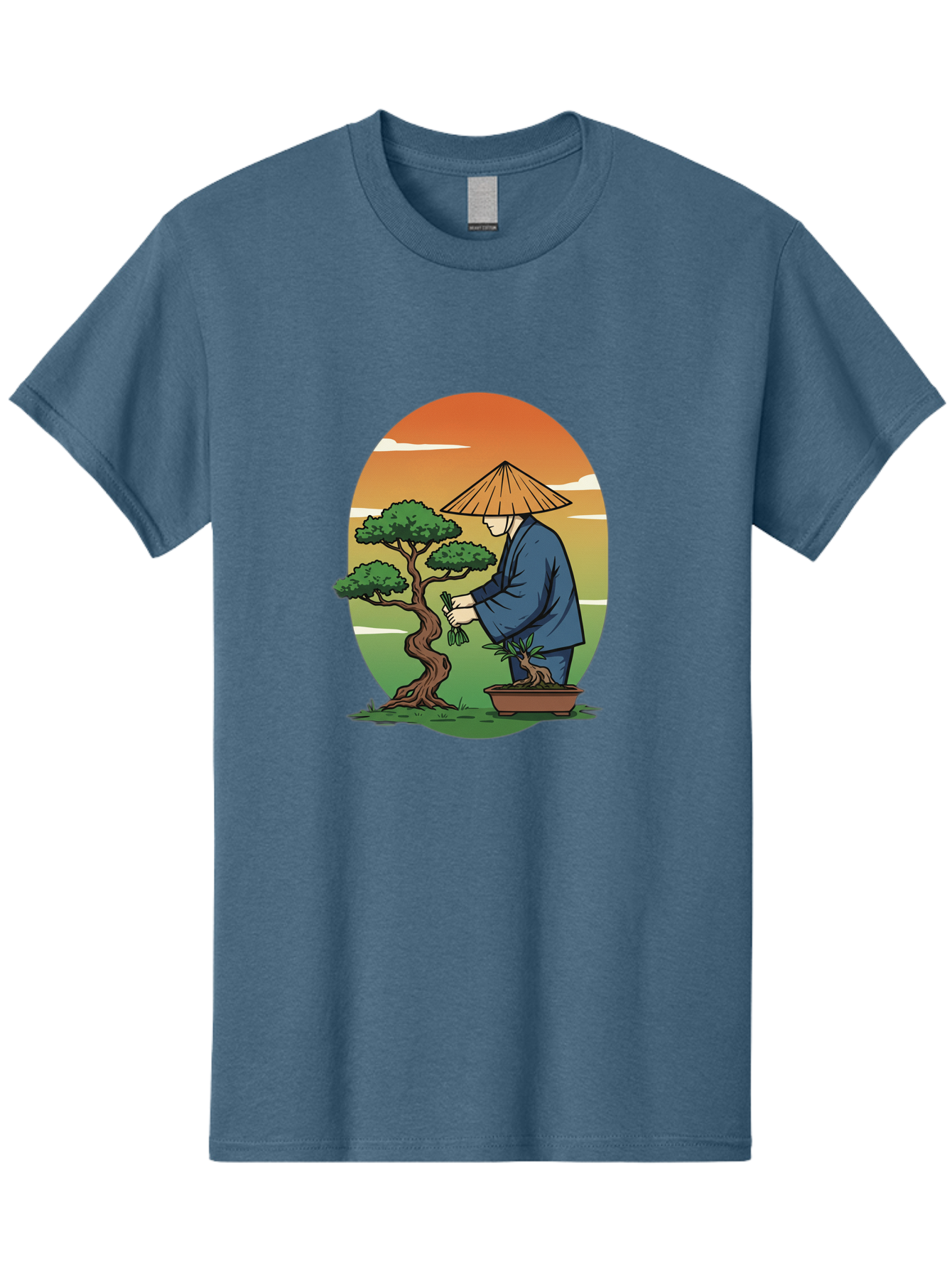 Bonsai-Gardener Men'S Graphic Tee, 100% Cotton, Comfortable Casual Summer Wear, Machine Washable, Bonsai Tree, Gardener, Serene Landscape, Tranquil Atmosphere, Traditional Asian Attire, Japanese Culture, Gardening, Calm Environment, Baa179