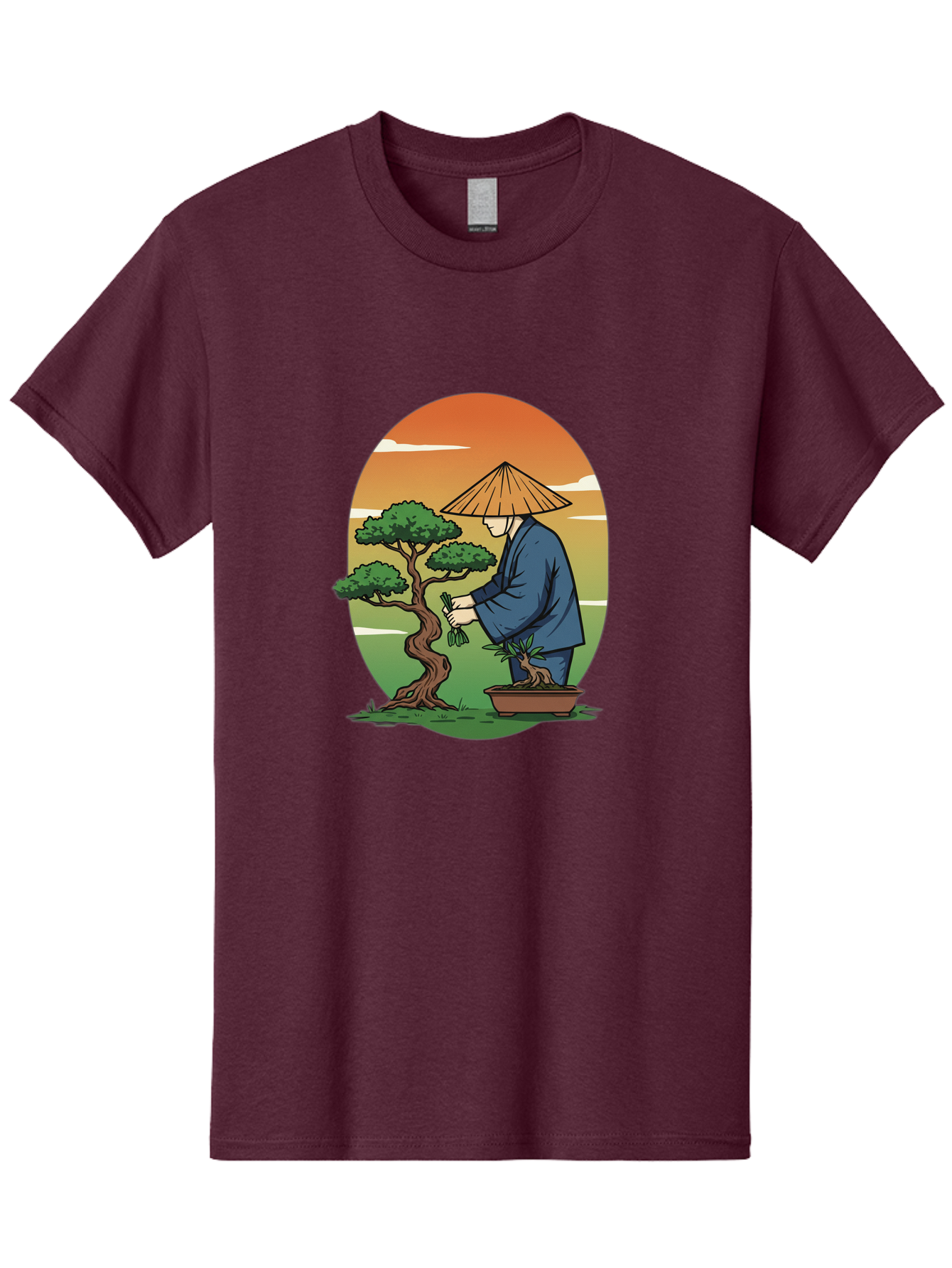 Bonsai-Gardener Men'S Graphic Tee, 100% Cotton, Comfortable Casual Summer Wear, Machine Washable, Bonsai Tree, Gardener, Serene Landscape, Tranquil Atmosphere, Traditional Asian Attire, Japanese Culture, Gardening, Calm Environment, Baa179
