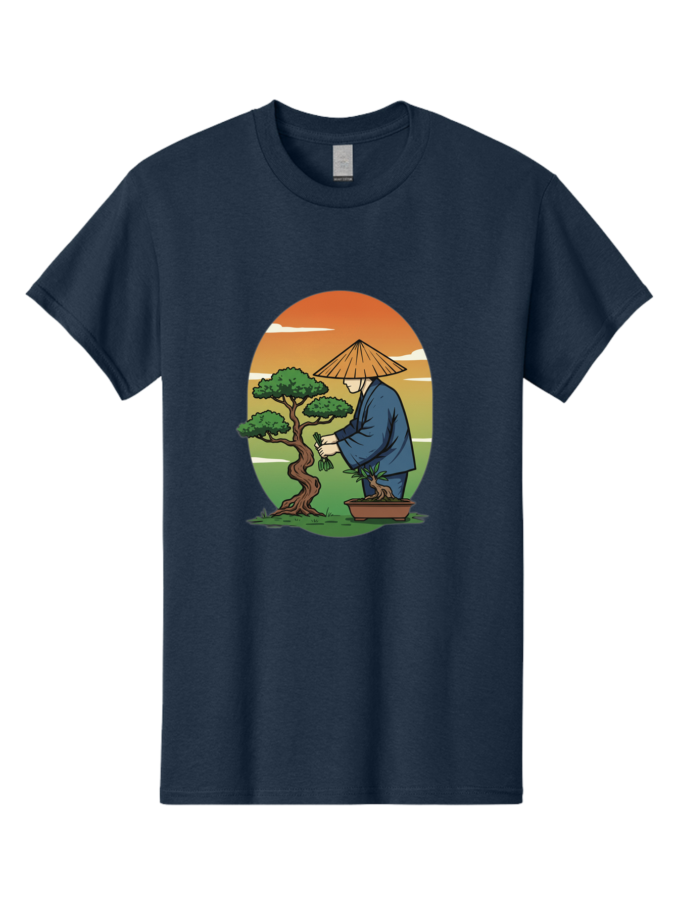 Bonsai-Gardener Men'S Graphic Tee, 100% Cotton, Comfortable Casual Summer Wear, Machine Washable, Bonsai Tree, Gardener, Serene Landscape, Tranquil Atmosphere, Traditional Asian Attire, Japanese Culture, Gardening, Calm Environment, Baa179