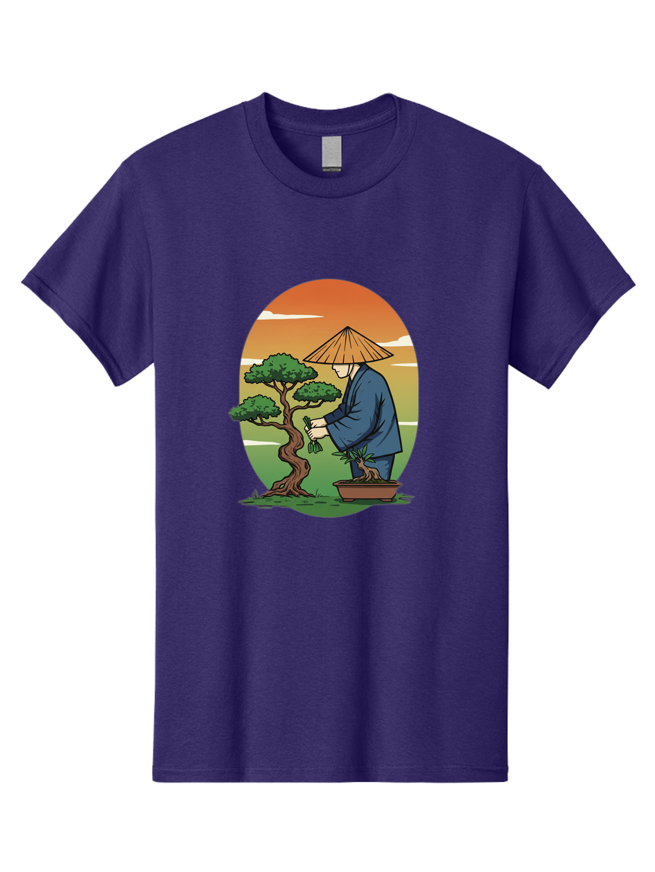Bonsai-Gardener Men'S Graphic Tee, 100% Cotton, Comfortable Casual Summer Wear, Machine Washable, Bonsai Tree, Gardener, Serene Landscape, Tranquil Atmosphere, Traditional Asian Attire, Japanese Culture, Gardening, Calm Environment, Baa179