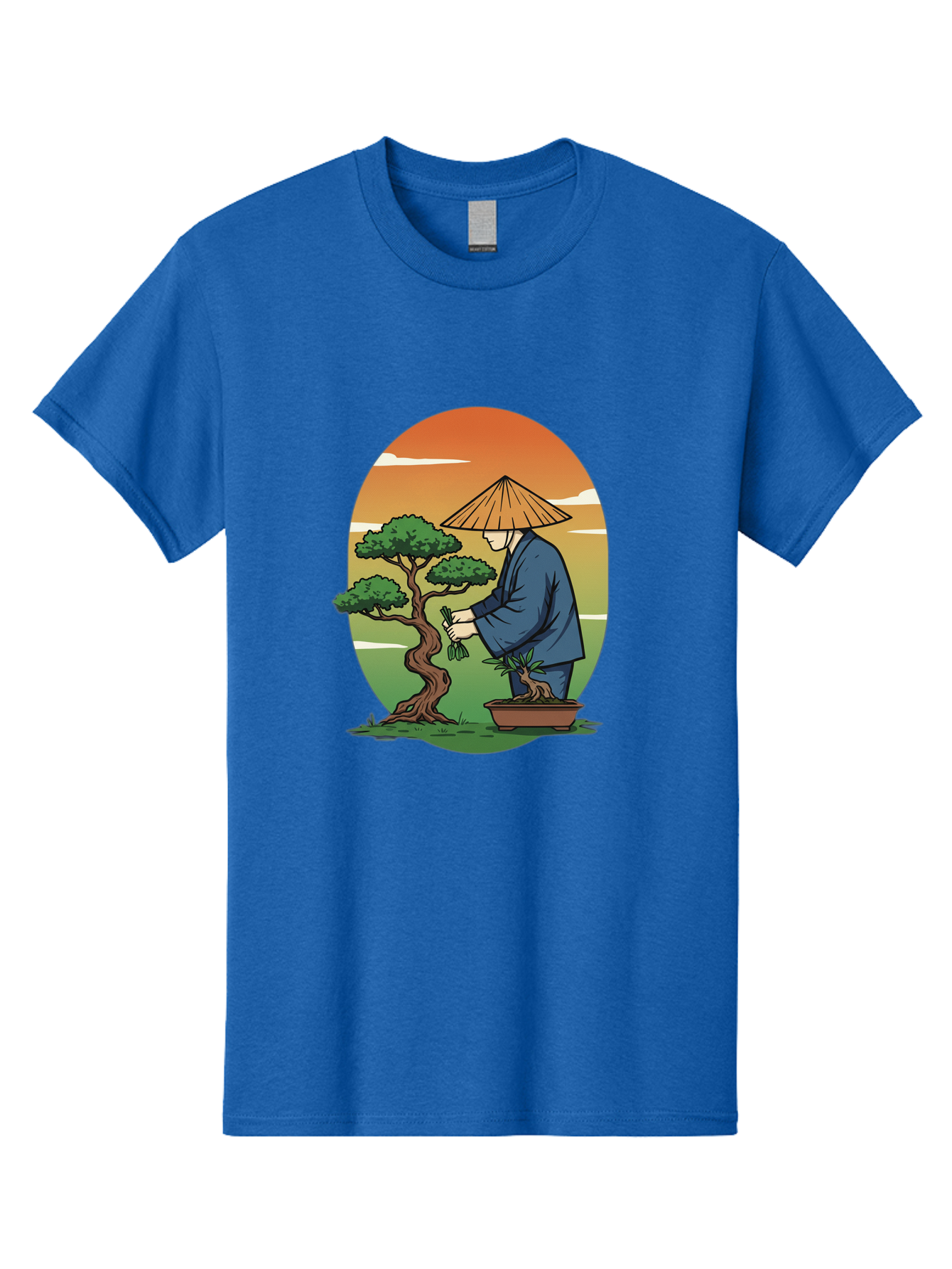 Bonsai-Gardener Men'S Graphic Tee, 100% Cotton, Comfortable Casual Summer Wear, Machine Washable, Bonsai Tree, Gardener, Serene Landscape, Tranquil Atmosphere, Traditional Asian Attire, Japanese Culture, Gardening, Calm Environment, Baa179