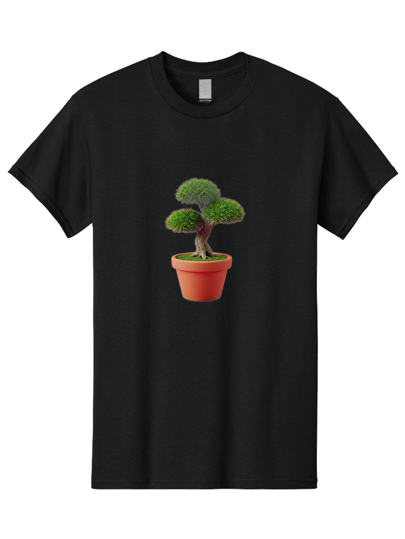 Bonsai-Tree Men'S Graphic Tee, 100% Cotton, Comfortable Casual Summer Wear, Machine Washable, Bonsai Tree, Potted Plant, Small Tree, Terracotta Pot, Twisted Trunk, Lush Foliage, Greenery, Decorative Plant, Indoor Gardening, Zen Garden, Baa180