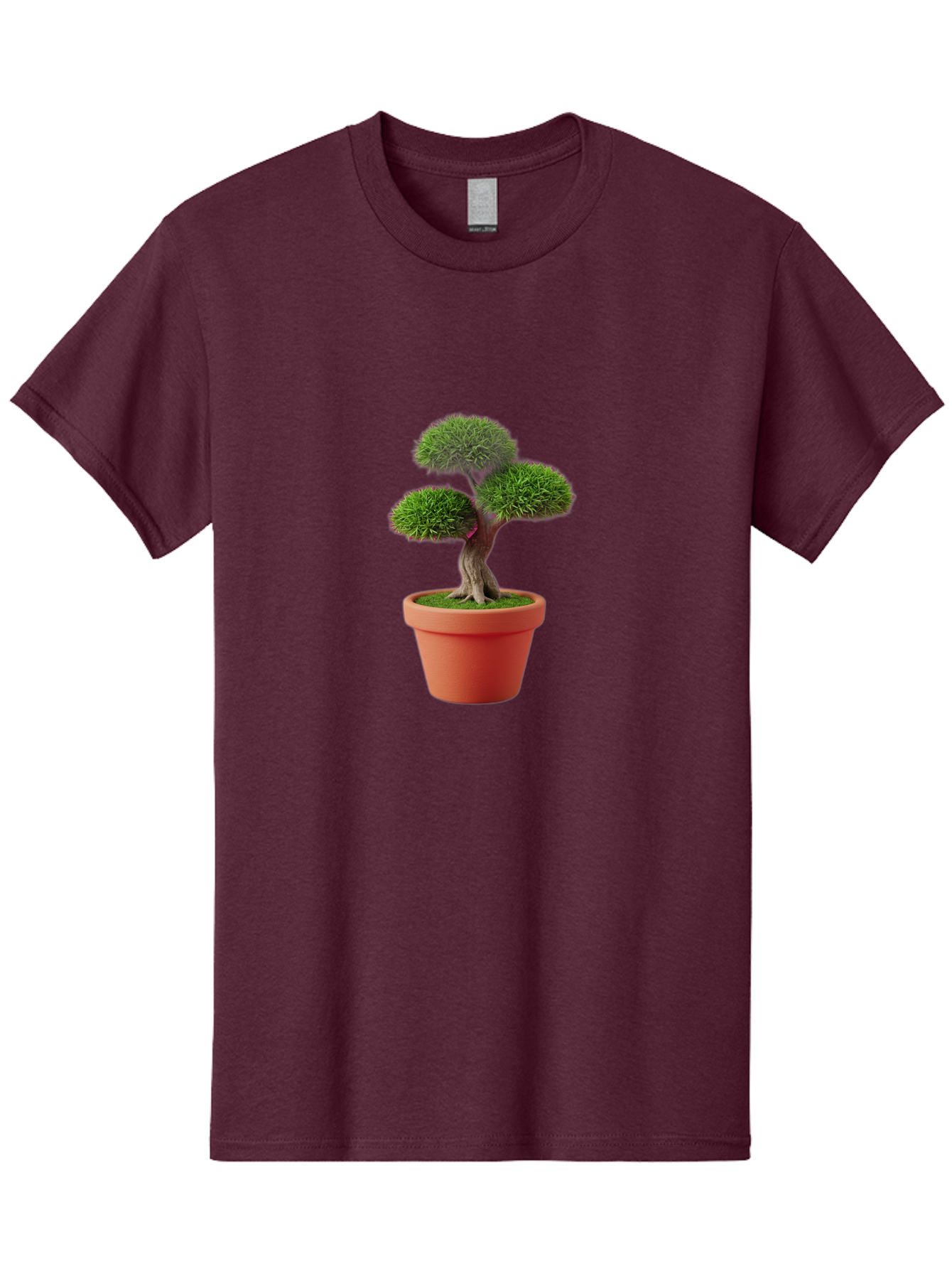 Bonsai-Tree Men'S Graphic Tee, 100% Cotton, Comfortable Casual Summer Wear, Machine Washable, Bonsai Tree, Potted Plant, Small Tree, Terracotta Pot, Twisted Trunk, Lush Foliage, Greenery, Decorative Plant, Indoor Gardening, Zen Garden, Baa180