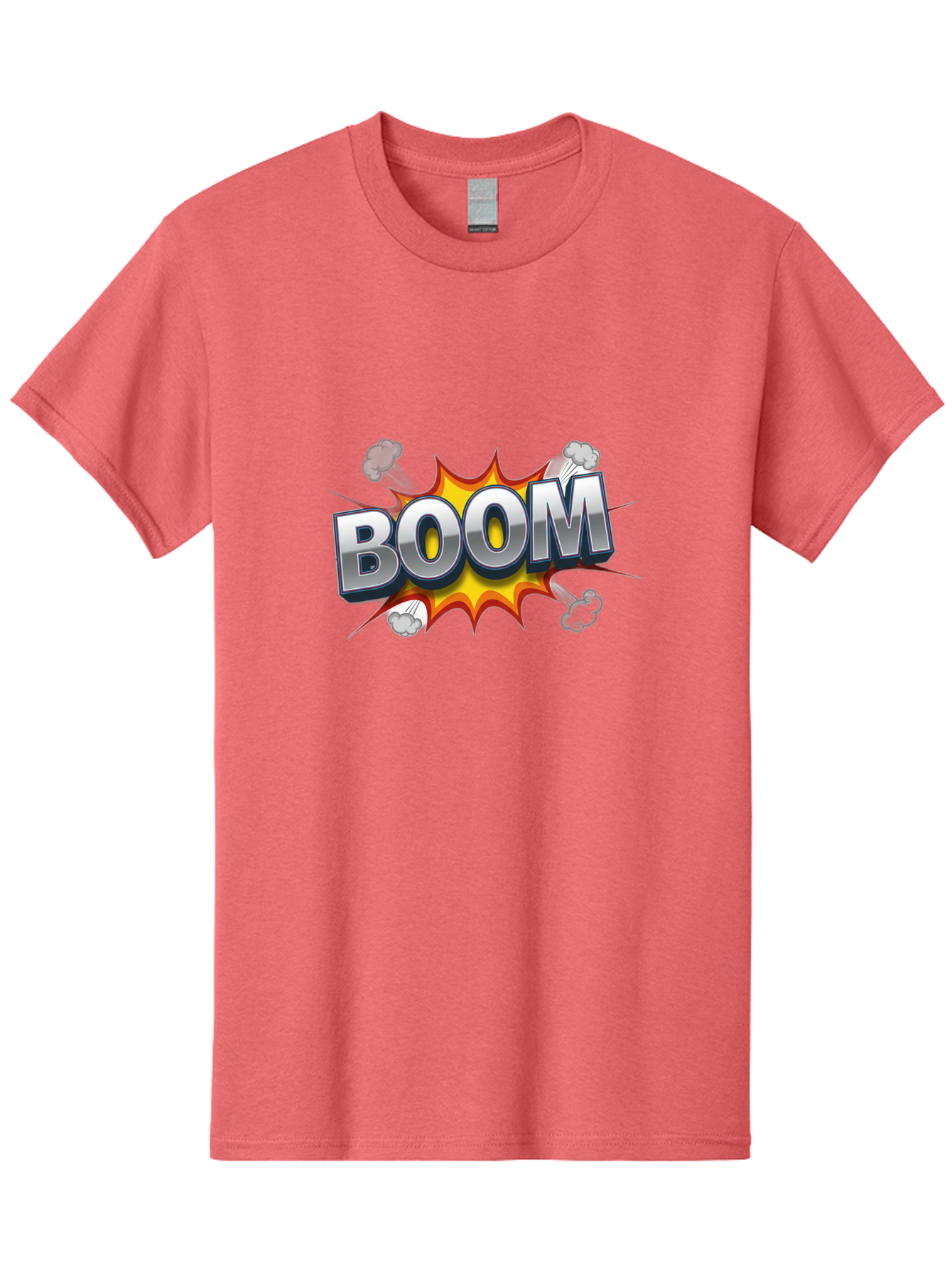 Boom-Comic-Explosion Men'S Graphic Tee, 100% Cotton, Comfortable Casual Summer Wear, Machine Washable, Comic Book Explosion, Boom Text, Cartoon Effect, Explosive Energy, Dynamic Action, Vibrant Colors, Energetic Impact, Comic Style, Baa181