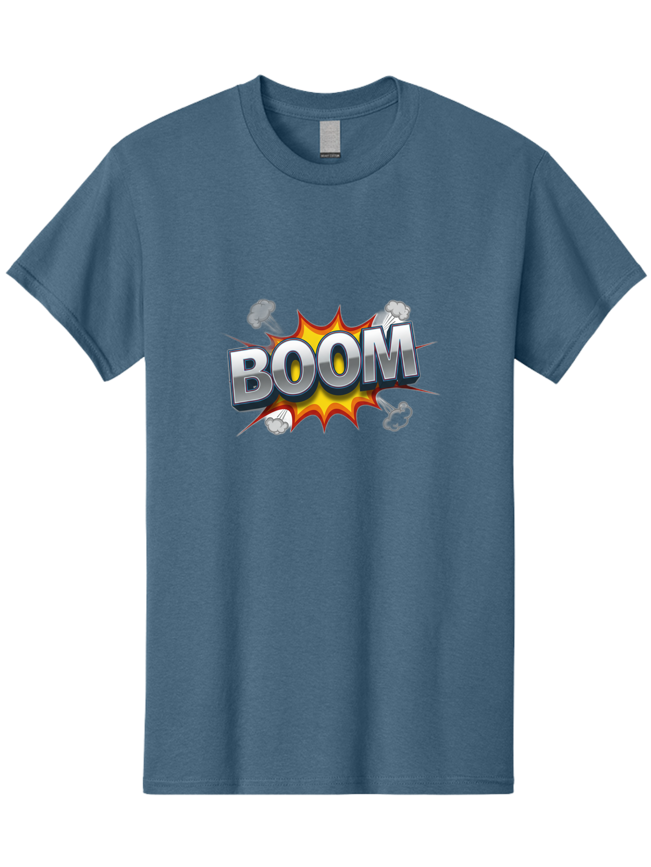 Boom-Comic-Explosion Men'S Graphic Tee, 100% Cotton, Comfortable Casual Summer Wear, Machine Washable, Comic Book Explosion, Boom Text, Cartoon Effect, Explosive Energy, Dynamic Action, Vibrant Colors, Energetic Impact, Comic Style, Baa181