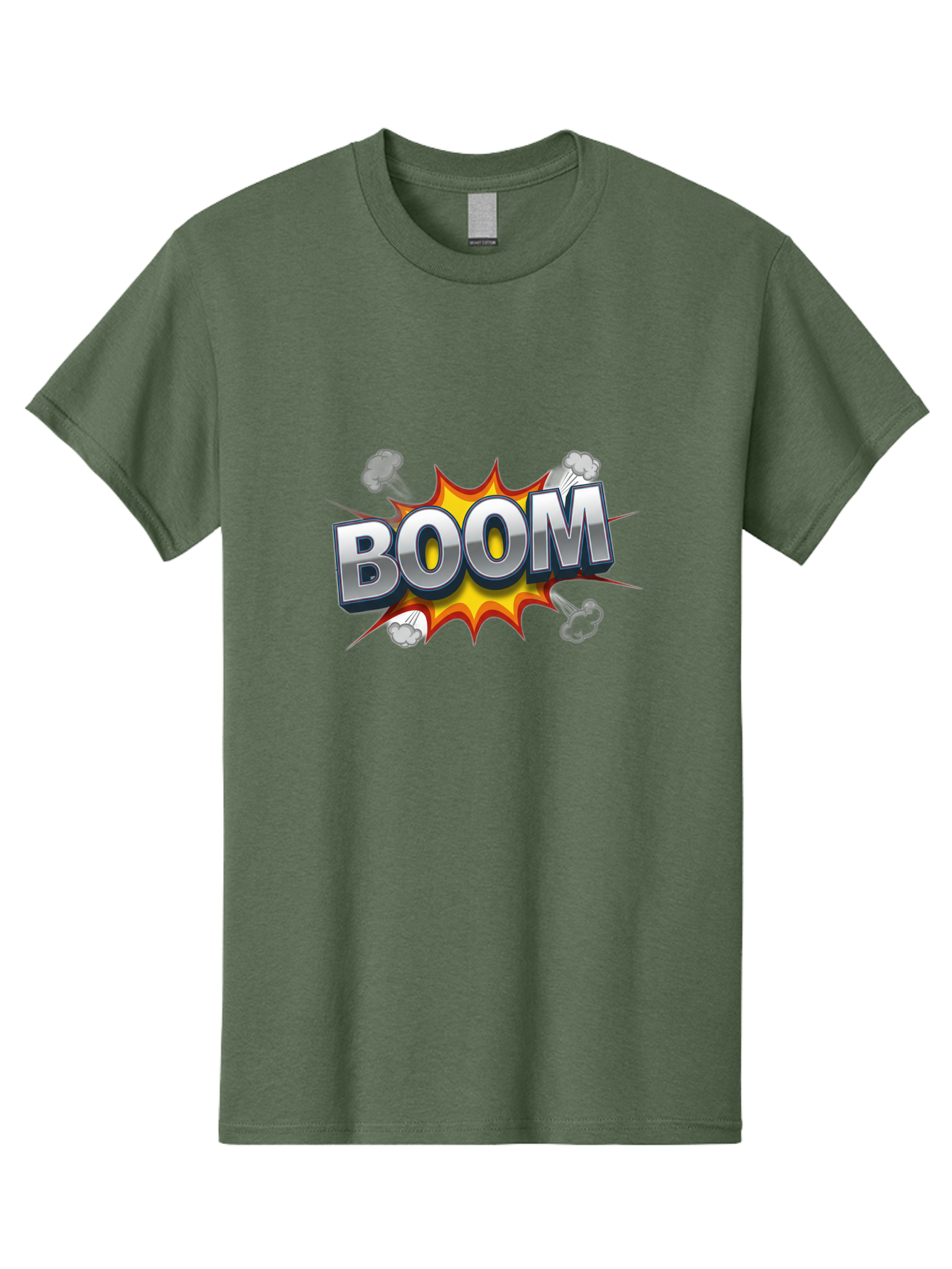 Boom-Comic-Explosion Men'S Graphic Tee, 100% Cotton, Comfortable Casual Summer Wear, Machine Washable, Comic Book Explosion, Boom Text, Cartoon Effect, Explosive Energy, Dynamic Action, Vibrant Colors, Energetic Impact, Comic Style, Baa181