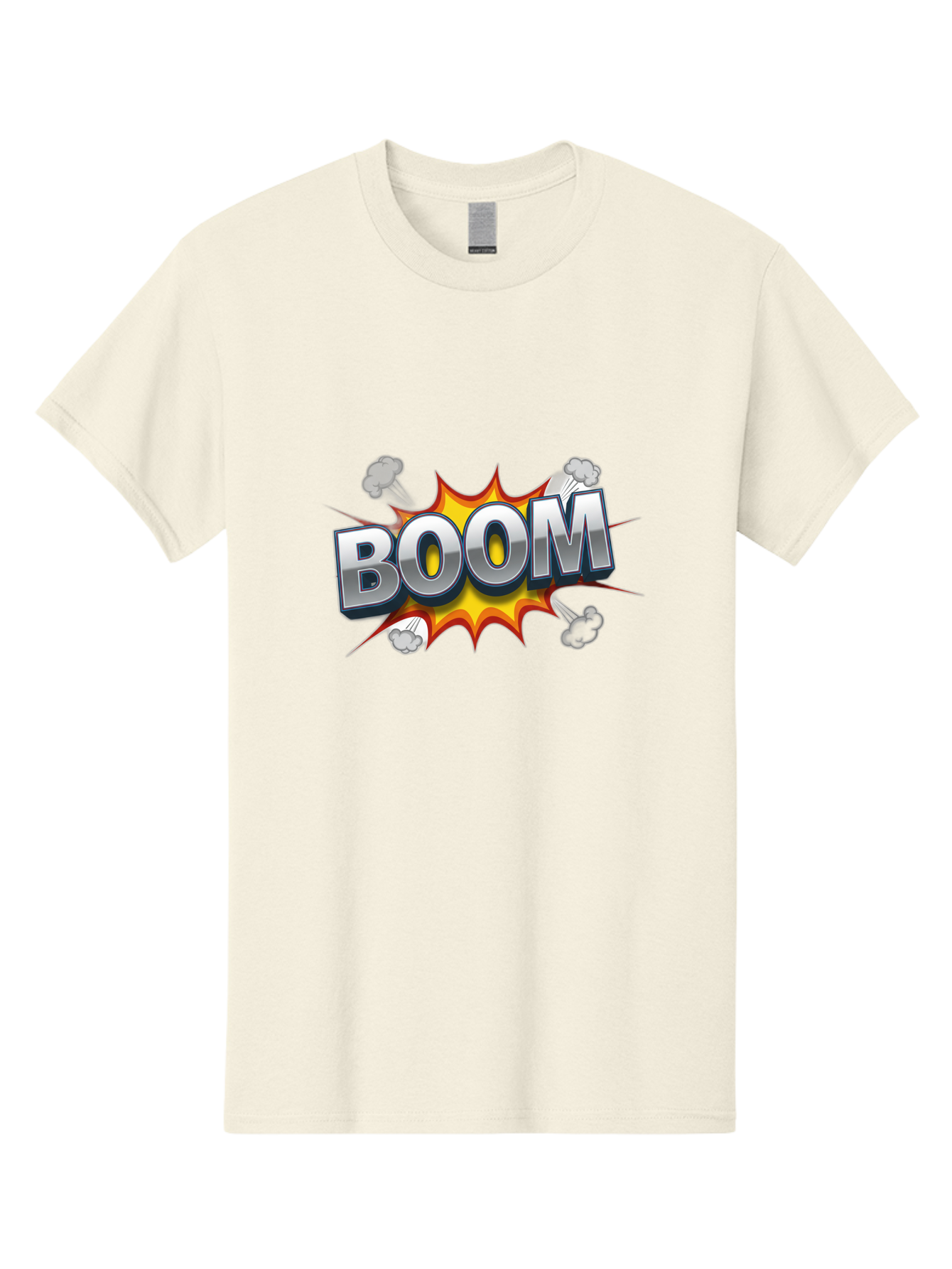 Boom-Comic-Explosion Men'S Graphic Tee, 100% Cotton, Comfortable Casual Summer Wear, Machine Washable, Comic Book Explosion, Boom Text, Cartoon Effect, Explosive Energy, Dynamic Action, Vibrant Colors, Energetic Impact, Comic Style, Baa181