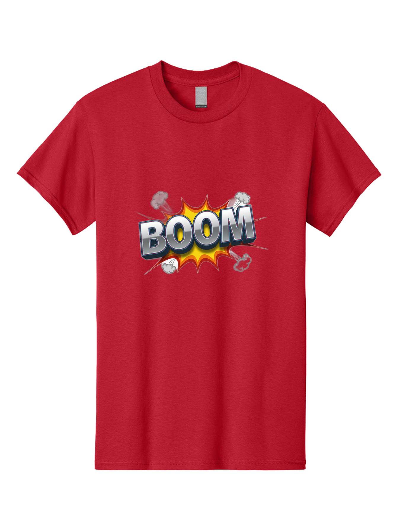 Boom-Comic-Explosion Men'S Graphic Tee, 100% Cotton, Comfortable Casual Summer Wear, Machine Washable, Comic Book Explosion, Boom Text, Cartoon Effect, Explosive Energy, Dynamic Action, Vibrant Colors, Energetic Impact, Comic Style, Baa181