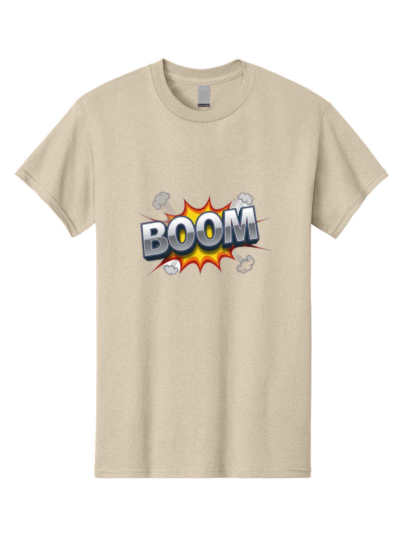 Boom-Comic-Explosion Men'S Graphic Tee, 100% Cotton, Comfortable Casual Summer Wear, Machine Washable, Comic Book Explosion, Boom Text, Cartoon Effect, Explosive Energy, Dynamic Action, Vibrant Colors, Energetic Impact, Comic Style, Baa181