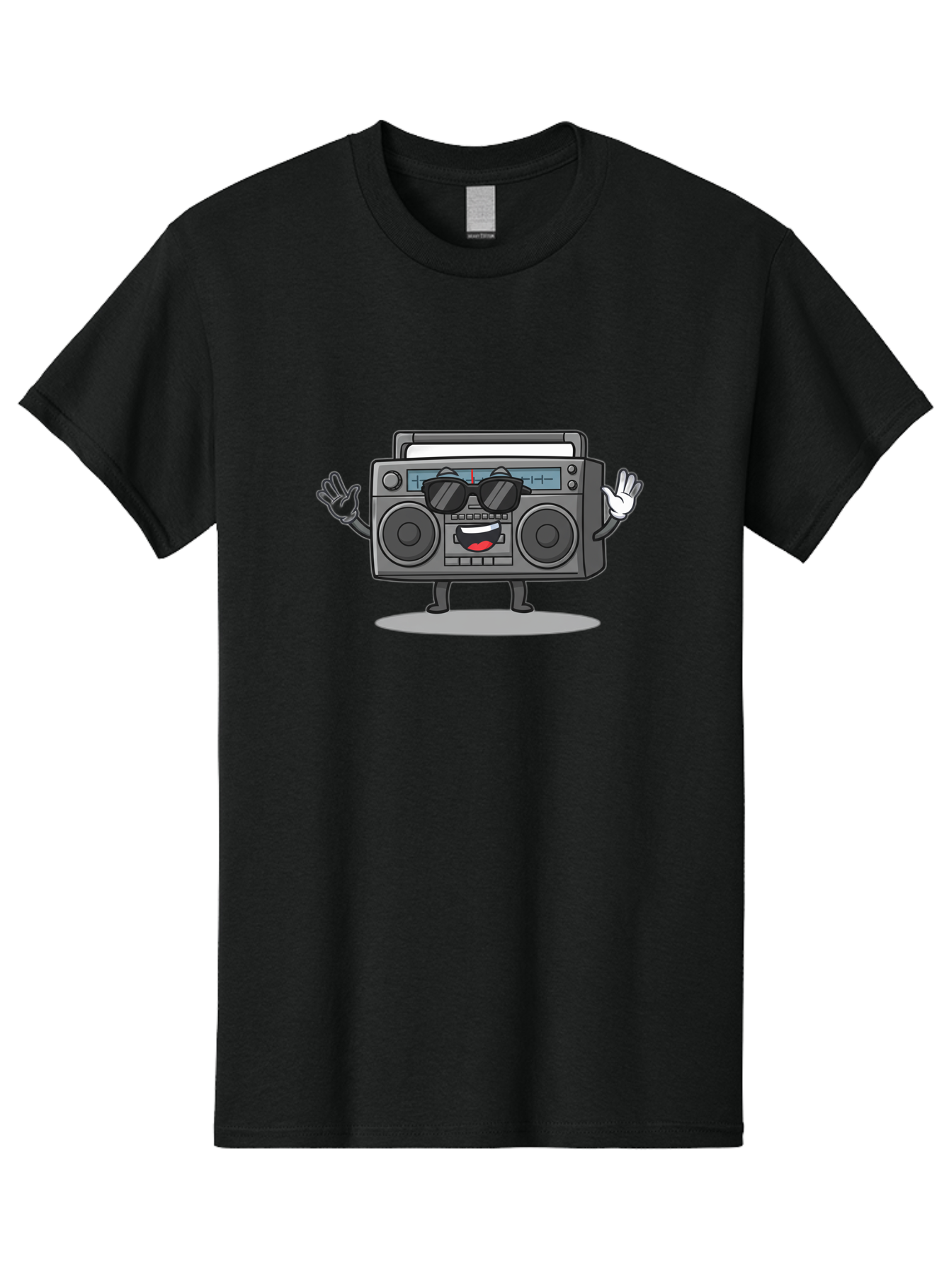 Boombox-1 Men'S Graphic Tee, 100% Cotton, Comfortable Casual Summer Wear, Machine Washable, Cartoon Boombox, Retro Boombox, Cool Boombox, Sunglasses, Friendly Character, Playful Vibe, Music Lover, Fun Character, Vintage Boombox, Baa182