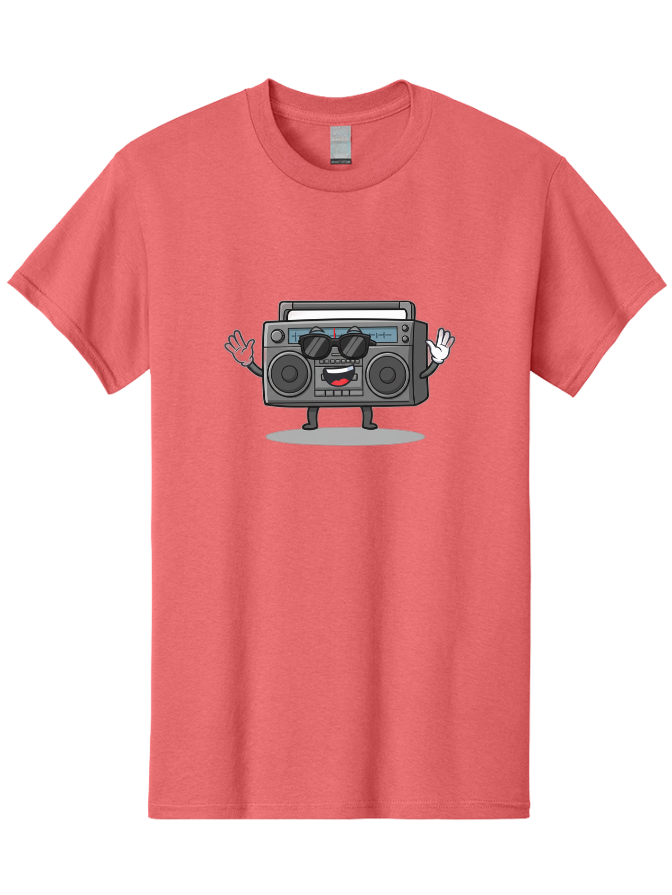 Boombox-1 Men'S Graphic Tee, 100% Cotton, Comfortable Casual Summer Wear, Machine Washable, Cartoon Boombox, Retro Boombox, Cool Boombox, Sunglasses, Friendly Character, Playful Vibe, Music Lover, Fun Character, Vintage Boombox, Baa182