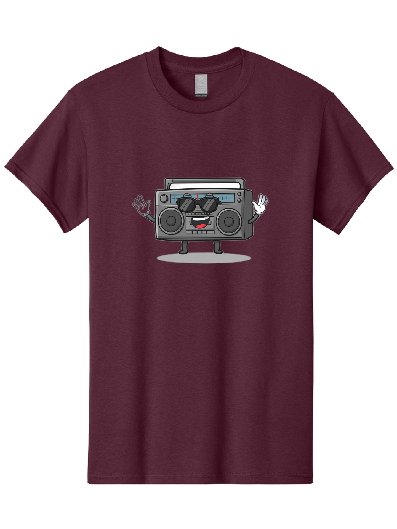 Boombox-1 Men'S Graphic Tee, 100% Cotton, Comfortable Casual Summer Wear, Machine Washable, Cartoon Boombox, Retro Boombox, Cool Boombox, Sunglasses, Friendly Character, Playful Vibe, Music Lover, Fun Character, Vintage Boombox, Baa182