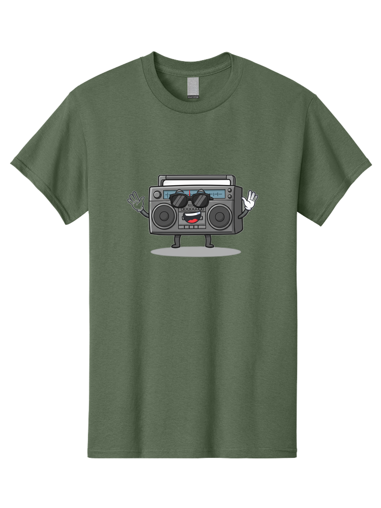 Boombox-1 Men'S Graphic Tee, 100% Cotton, Comfortable Casual Summer Wear, Machine Washable, Cartoon Boombox, Retro Boombox, Cool Boombox, Sunglasses, Friendly Character, Playful Vibe, Music Lover, Fun Character, Vintage Boombox, Baa182