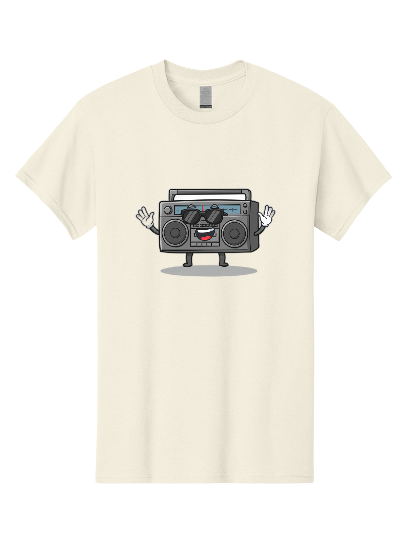 Boombox-1 Men'S Graphic Tee, 100% Cotton, Comfortable Casual Summer Wear, Machine Washable, Cartoon Boombox, Retro Boombox, Cool Boombox, Sunglasses, Friendly Character, Playful Vibe, Music Lover, Fun Character, Vintage Boombox, Baa182