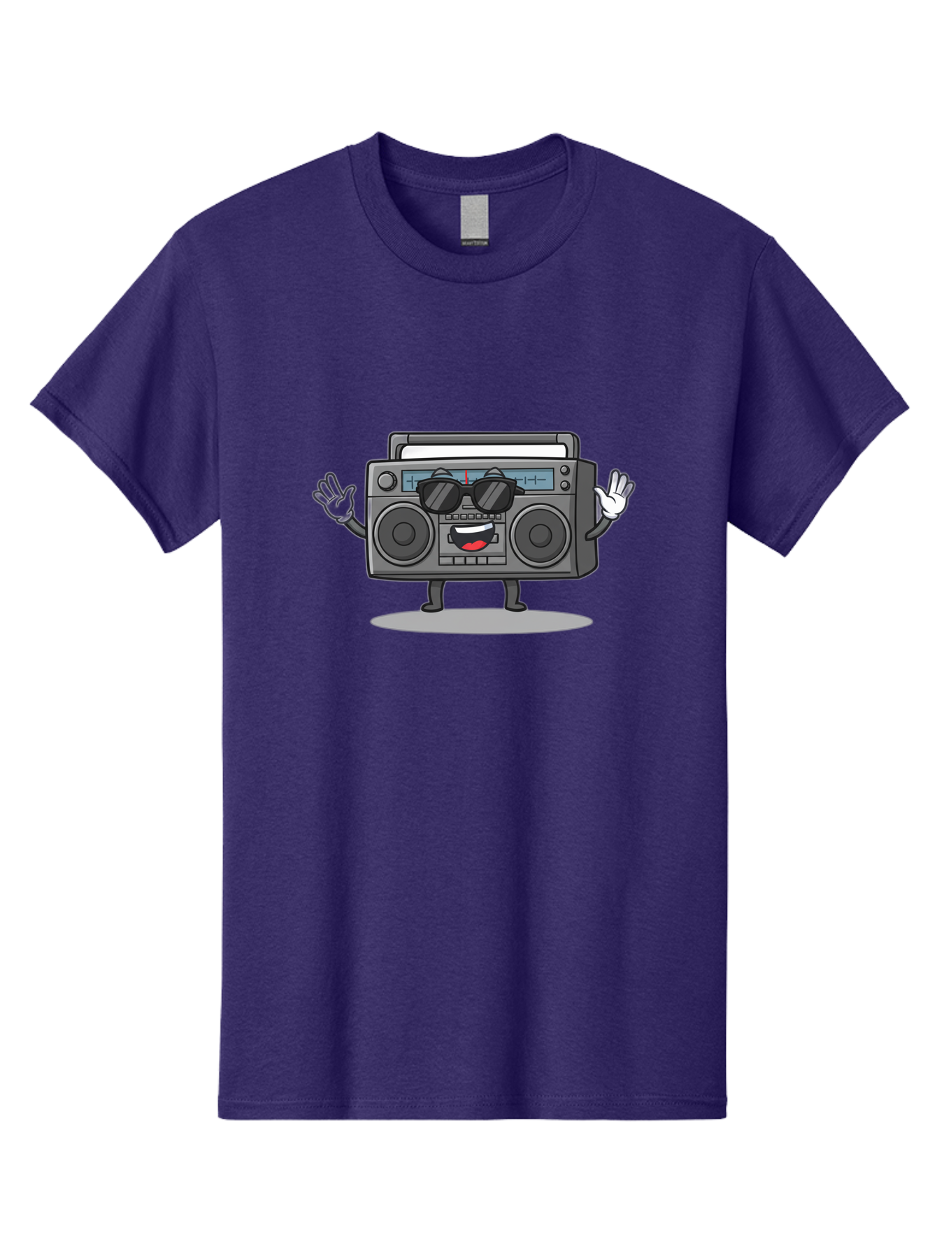 Boombox-1 Men'S Graphic Tee, 100% Cotton, Comfortable Casual Summer Wear, Machine Washable, Cartoon Boombox, Retro Boombox, Cool Boombox, Sunglasses, Friendly Character, Playful Vibe, Music Lover, Fun Character, Vintage Boombox, Baa182