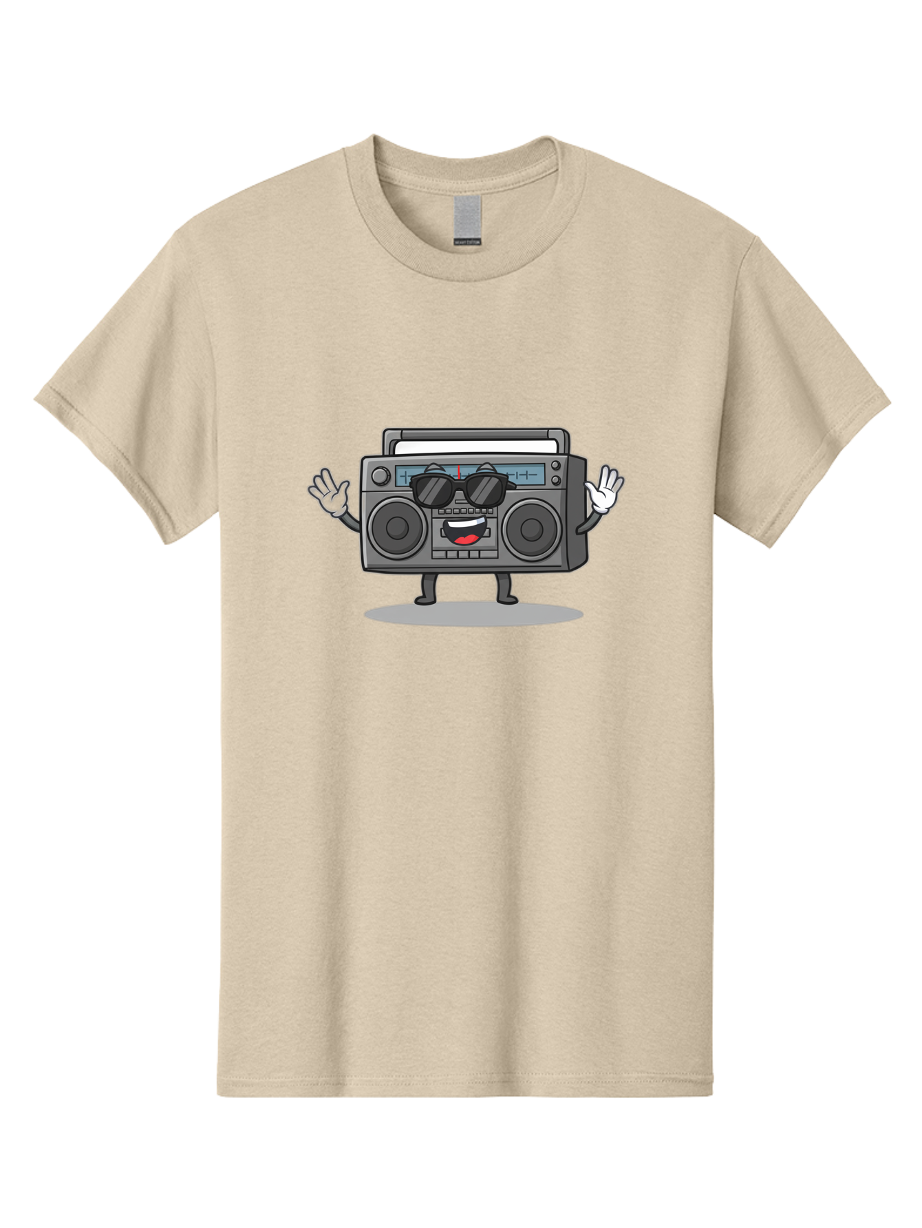 Boombox-1 Men'S Graphic Tee, 100% Cotton, Comfortable Casual Summer Wear, Machine Washable, Cartoon Boombox, Retro Boombox, Cool Boombox, Sunglasses, Friendly Character, Playful Vibe, Music Lover, Fun Character, Vintage Boombox, Baa182