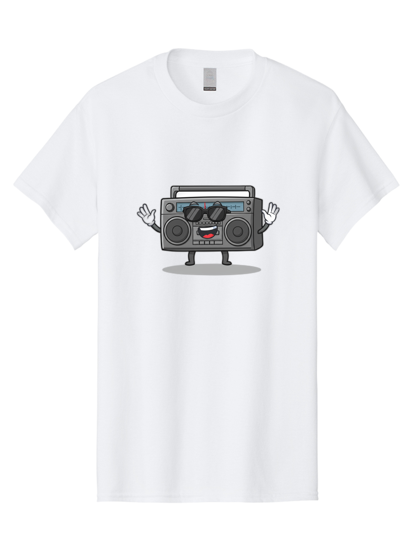 Boombox-1 Men'S Graphic Tee, 100% Cotton, Comfortable Casual Summer Wear, Machine Washable, Cartoon Boombox, Retro Boombox, Cool Boombox, Sunglasses, Friendly Character, Playful Vibe, Music Lover, Fun Character, Vintage Boombox, Baa182