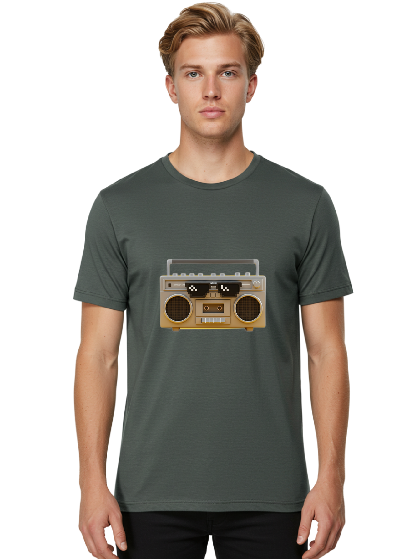 Boombox-2 Men'S Graphic Tee, 100% Cotton, Comfortable Casual Summer Wear, Machine Washable, Retro Boombox, Cassette Player, 80S Music, Vintage Electronics, Portable Music Player, Nostalgic Tech, Pixel Art, Cassette Tape Baa183