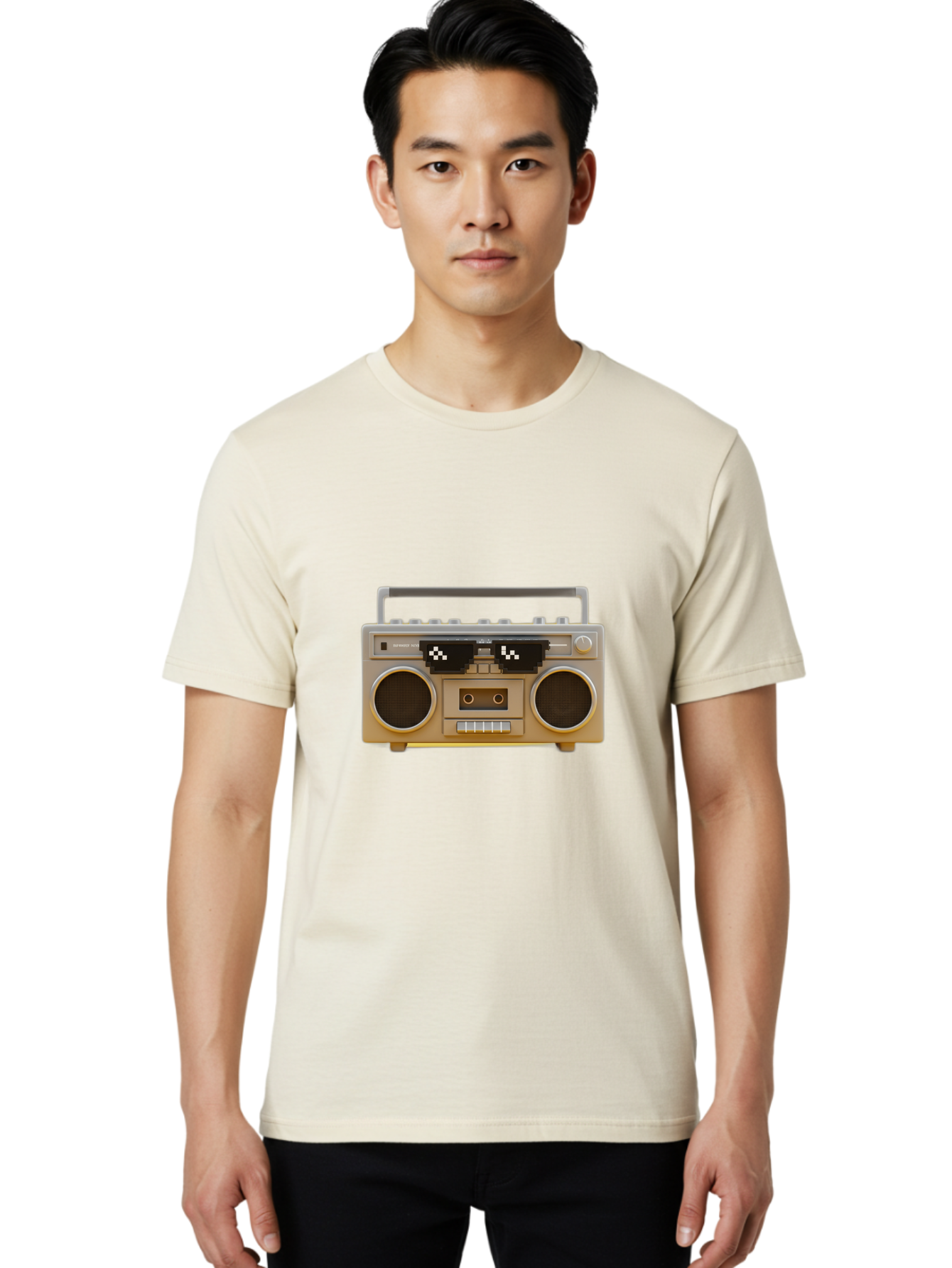 Boombox-2 Men'S Graphic Tee, 100% Cotton, Comfortable Casual Summer Wear, Machine Washable, Retro Boombox, Cassette Player, 80S Music, Vintage Electronics, Portable Music Player, Nostalgic Tech, Pixel Art, Cassette Tape Baa183
