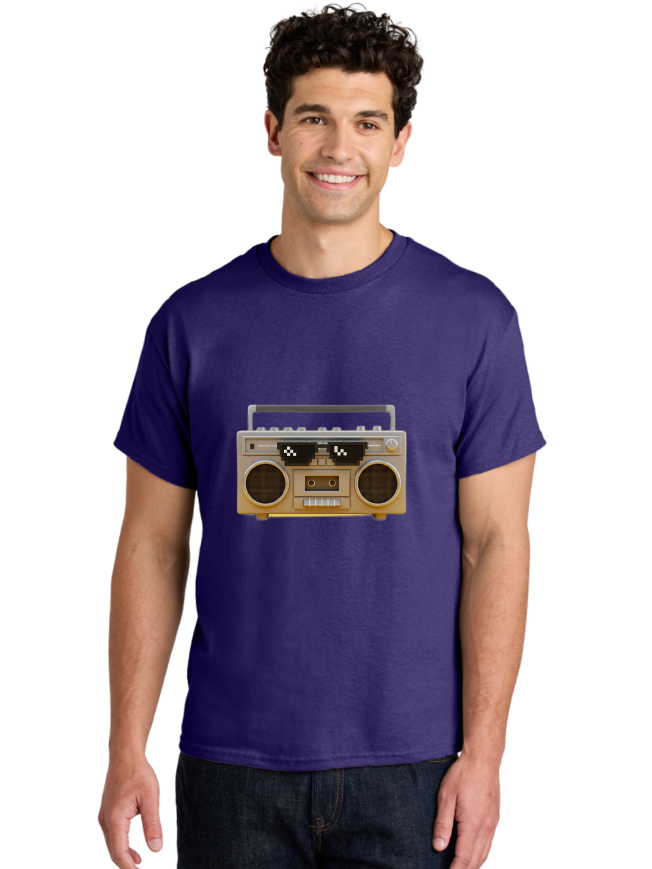 Boombox-2 Men'S Graphic Tee, 100% Cotton, Comfortable Casual Summer Wear, Machine Washable, Retro Boombox, Cassette Player, 80S Music, Vintage Electronics, Portable Music Player, Nostalgic Tech, Pixel Art, Cassette Tape Baa183