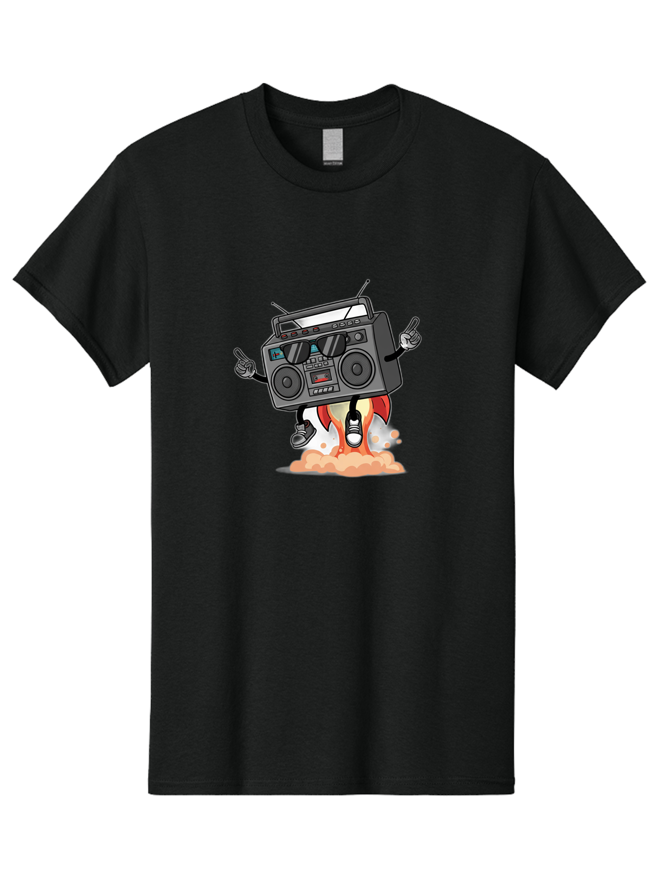 Boombox-4 Men'S Graphic Tee, 100% Cotton, Comfortable Casual Summer Wear, Machine Washable, Retro Boombox, Cartoon Character, Dj Stereo, Funky Music, Dancing Boombox, Rock On Gesture, Retro Technology, Cassette Tape, Loud Music, Fun Graphics, Baa185