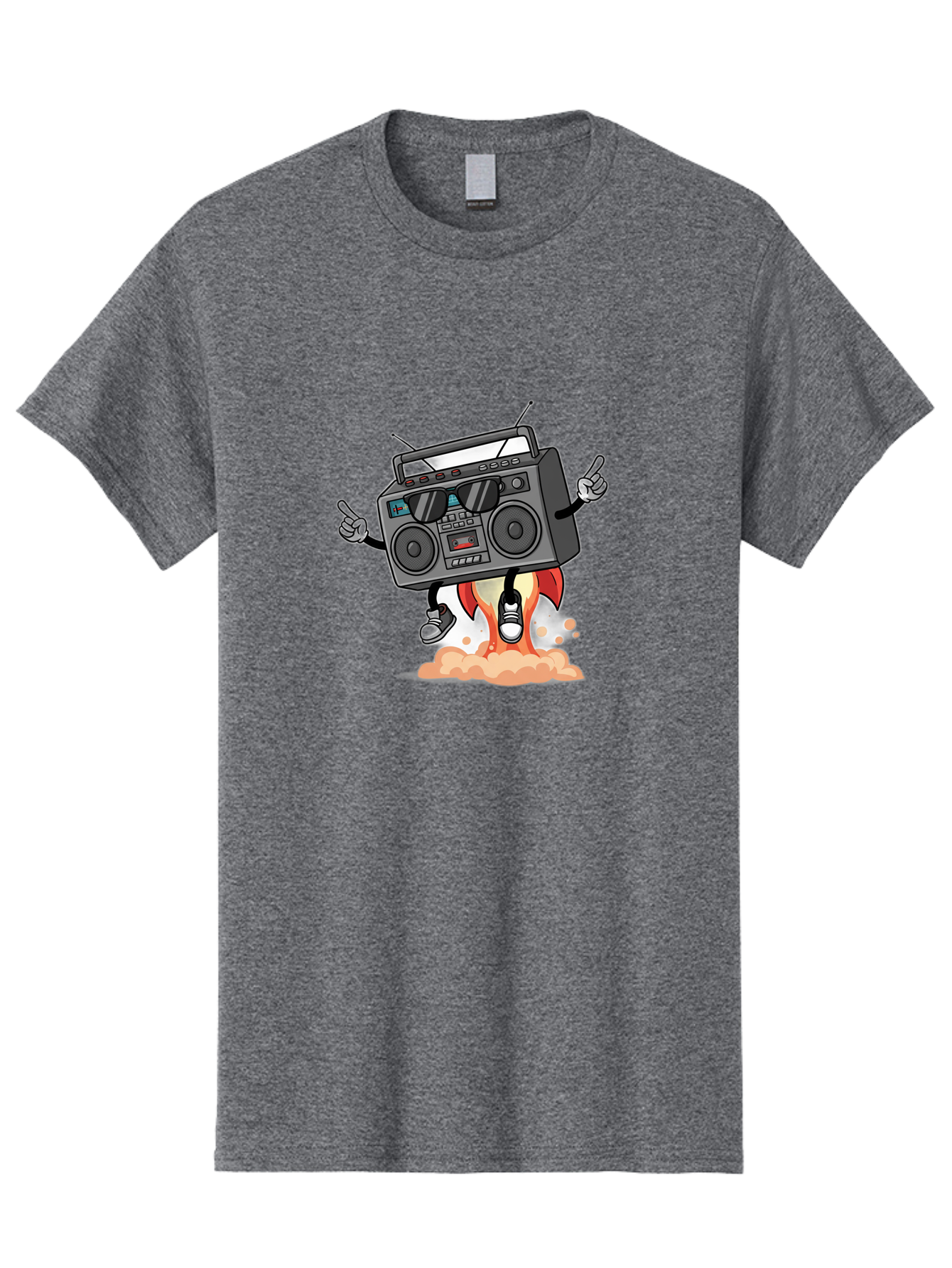 Boombox-4 Men'S Graphic Tee, 100% Cotton, Comfortable Casual Summer Wear, Machine Washable, Retro Boombox, Cartoon Character, Dj Stereo, Funky Music, Dancing Boombox, Rock On Gesture, Retro Technology, Cassette Tape, Loud Music, Fun Graphics, Baa185