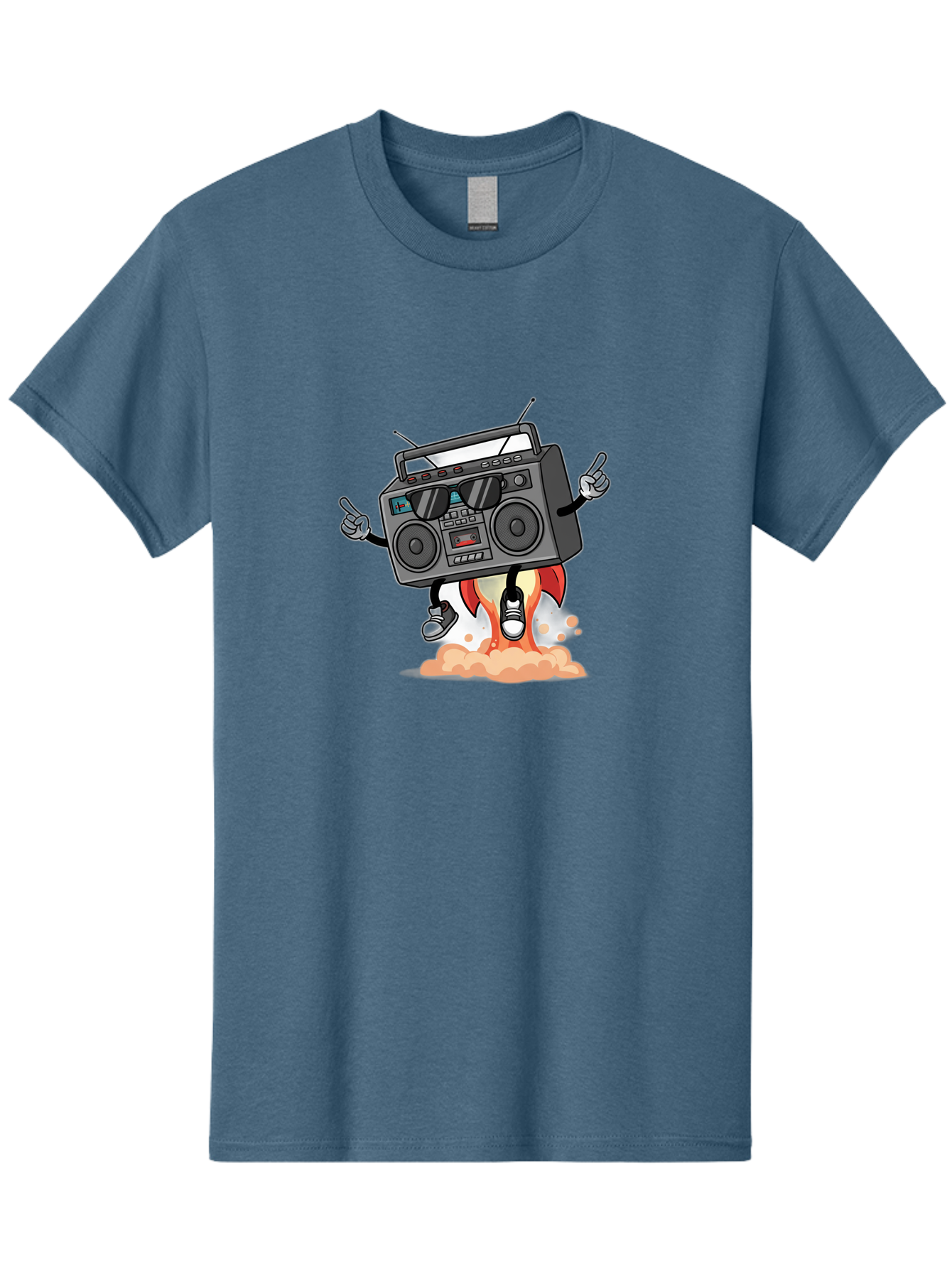 Boombox-4 Men'S Graphic Tee, 100% Cotton, Comfortable Casual Summer Wear, Machine Washable, Retro Boombox, Cartoon Character, Dj Stereo, Funky Music, Dancing Boombox, Rock On Gesture, Retro Technology, Cassette Tape, Loud Music, Fun Graphics, Baa185