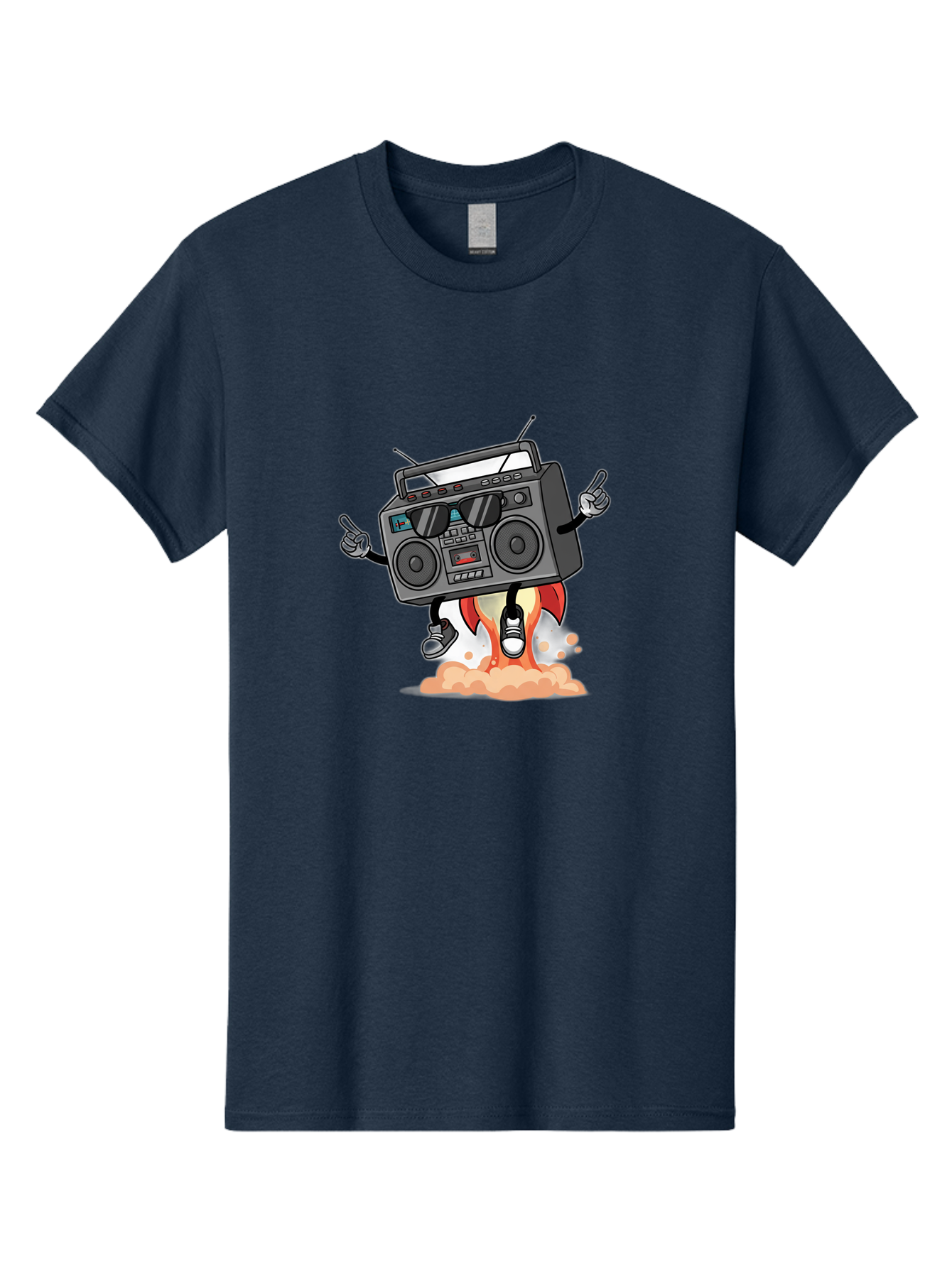 Boombox-4 Men'S Graphic Tee, 100% Cotton, Comfortable Casual Summer Wear, Machine Washable, Retro Boombox, Cartoon Character, Dj Stereo, Funky Music, Dancing Boombox, Rock On Gesture, Retro Technology, Cassette Tape, Loud Music, Fun Graphics, Baa185