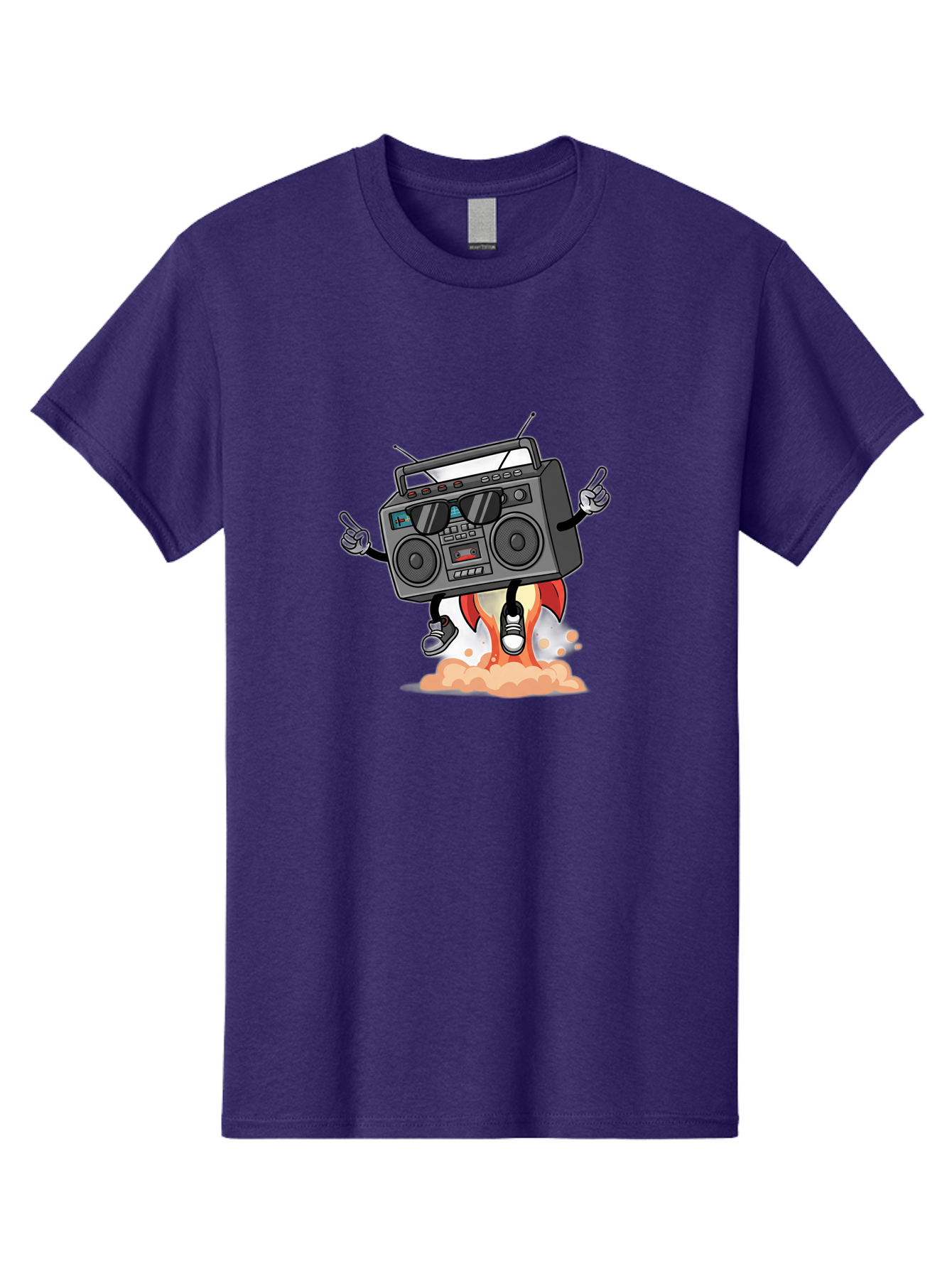 Boombox-4 Men'S Graphic Tee, 100% Cotton, Comfortable Casual Summer Wear, Machine Washable, Retro Boombox, Cartoon Character, Dj Stereo, Funky Music, Dancing Boombox, Rock On Gesture, Retro Technology, Cassette Tape, Loud Music, Fun Graphics, Baa185