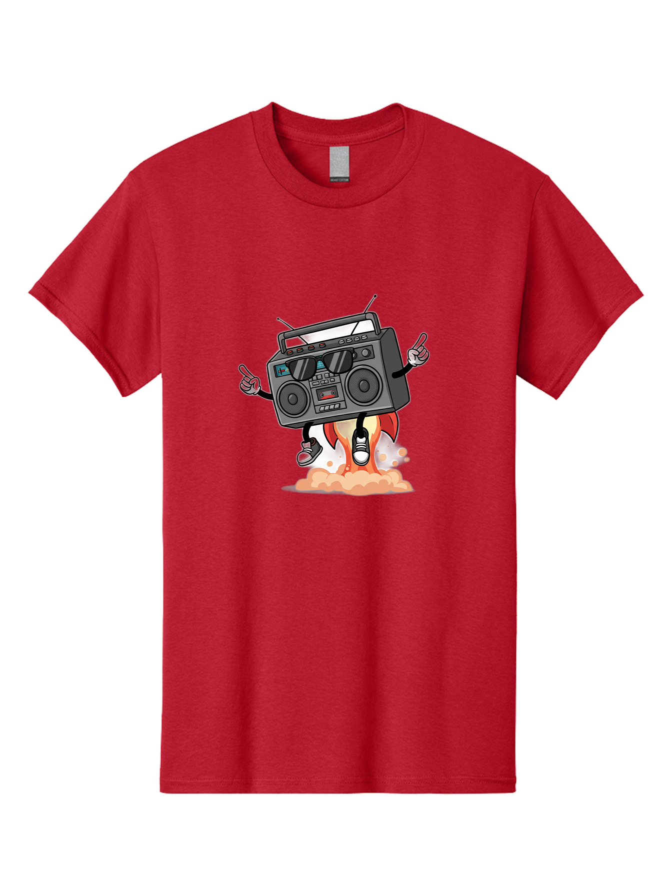 Boombox-4 Men'S Graphic Tee, 100% Cotton, Comfortable Casual Summer Wear, Machine Washable, Retro Boombox, Cartoon Character, Dj Stereo, Funky Music, Dancing Boombox, Rock On Gesture, Retro Technology, Cassette Tape, Loud Music, Fun Graphics, Baa185