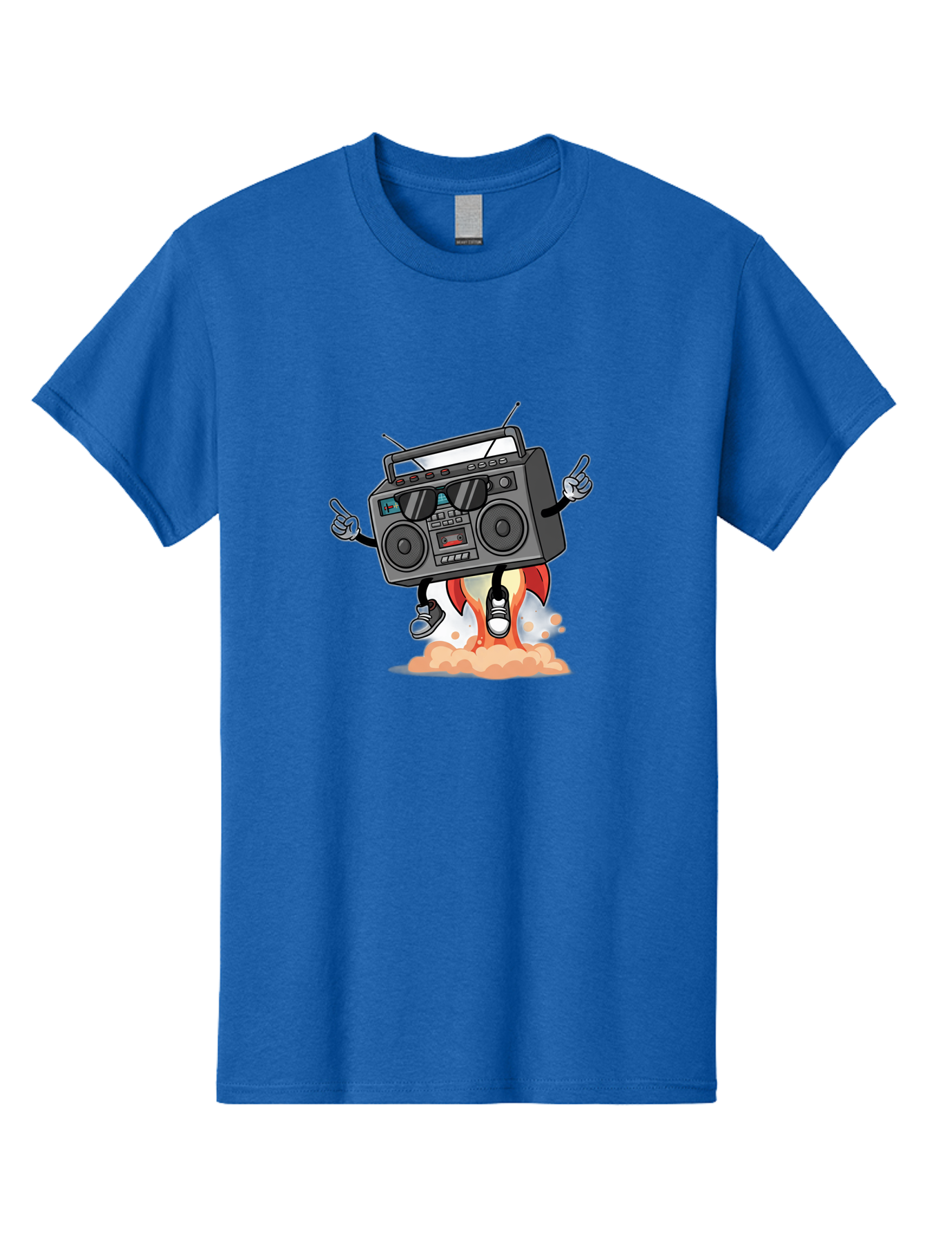 Boombox-4 Men'S Graphic Tee, 100% Cotton, Comfortable Casual Summer Wear, Machine Washable, Retro Boombox, Cartoon Character, Dj Stereo, Funky Music, Dancing Boombox, Rock On Gesture, Retro Technology, Cassette Tape, Loud Music, Fun Graphics, Baa185