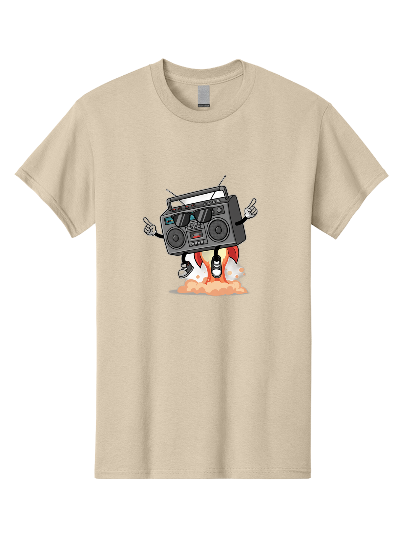 Boombox-4 Men'S Graphic Tee, 100% Cotton, Comfortable Casual Summer Wear, Machine Washable, Retro Boombox, Cartoon Character, Dj Stereo, Funky Music, Dancing Boombox, Rock On Gesture, Retro Technology, Cassette Tape, Loud Music, Fun Graphics, Baa185