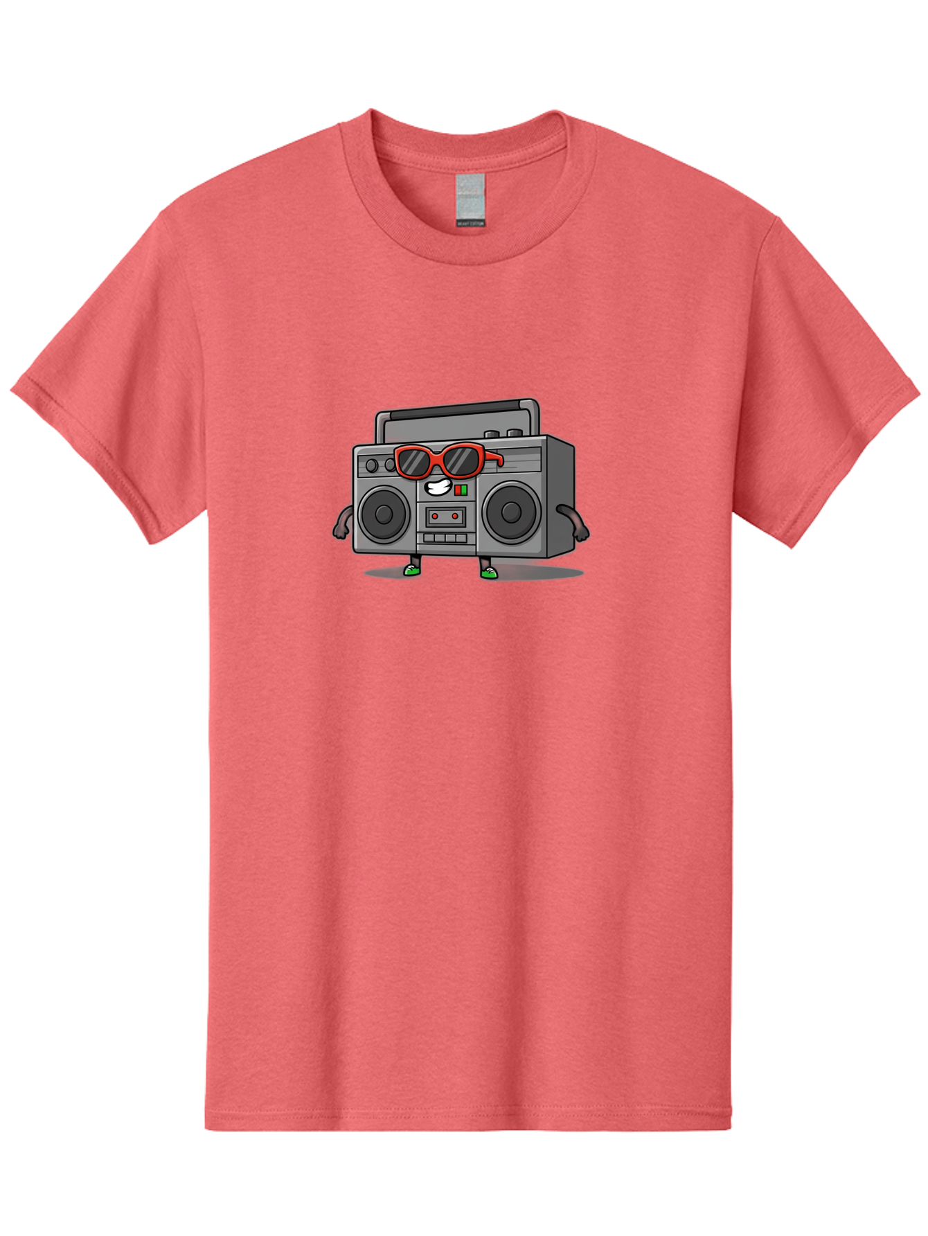 Boombox-6 Men'S Graphic Tee, 100% Cotton, Comfortable Casual Summer Wear, Machine Washable, Cartoon Boombox, Sunglasses, Retro Style, Music Lover, Fun Character, Cassette Player, Animated Electronics, Nostalgic Vibe, Playful Design, Baa187