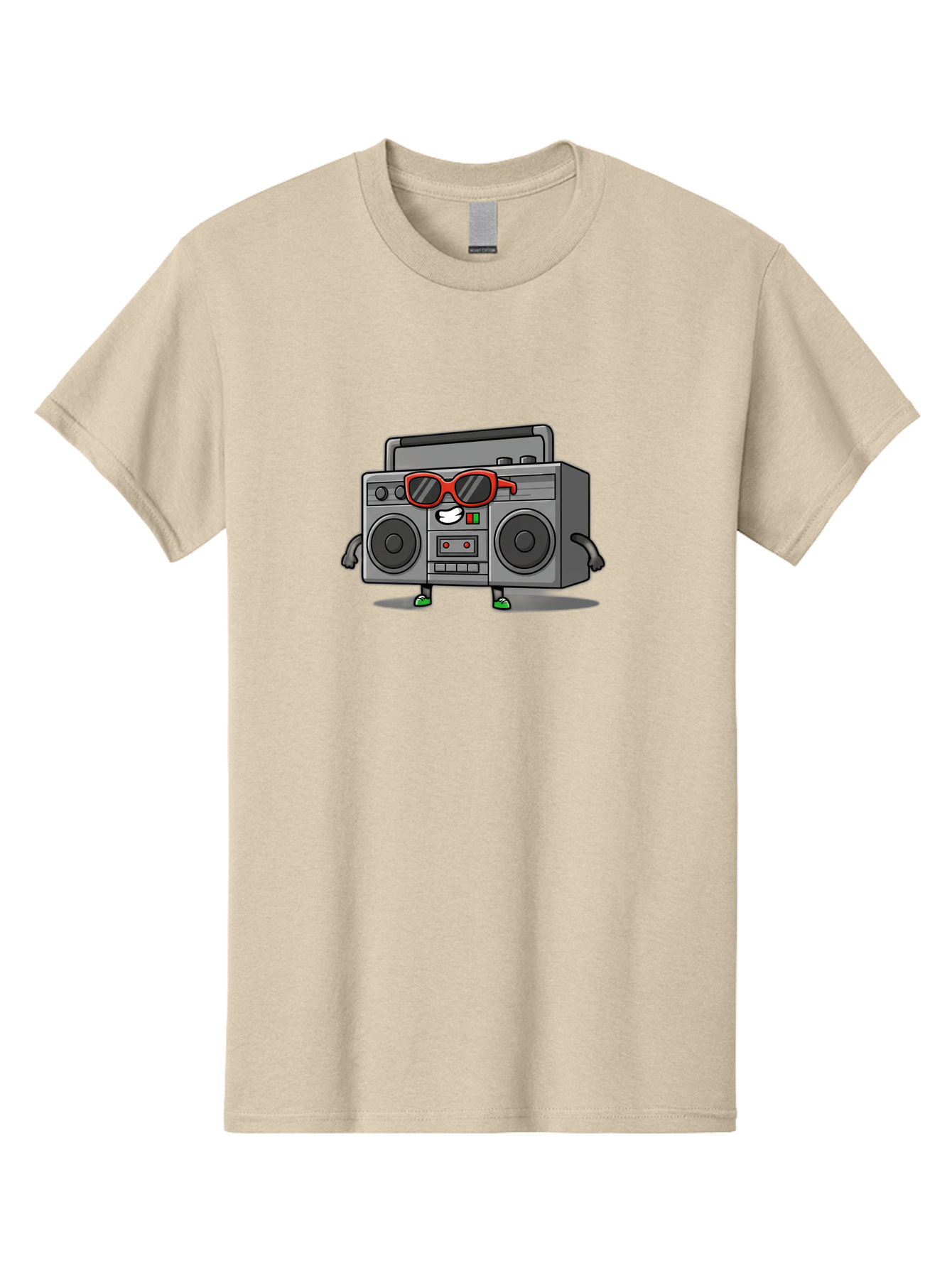 Boombox-6 Men'S Graphic Tee, 100% Cotton, Comfortable Casual Summer Wear, Machine Washable, Cartoon Boombox, Sunglasses, Retro Style, Music Lover, Fun Character, Cassette Player, Animated Electronics, Nostalgic Vibe, Playful Design, Baa187