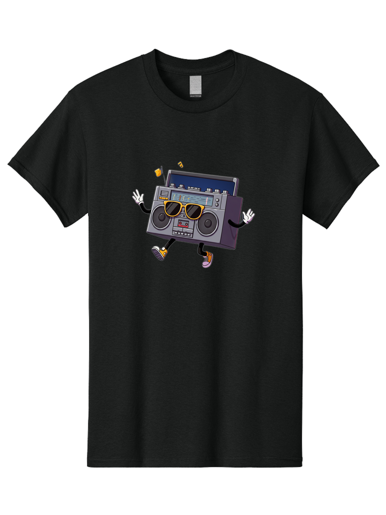 Boombox-Character-2 Men'S Graphic Tee, 100% Cotton, Comfortable Casual Summer Wear, Machine Washable, Vintage Boombox, Retro Style, Cool Shades, Funky Attitude, Dj Vibes, Music Beats, Cassette Player, Nostalgic Feel, Fun Graphics, Baa189
