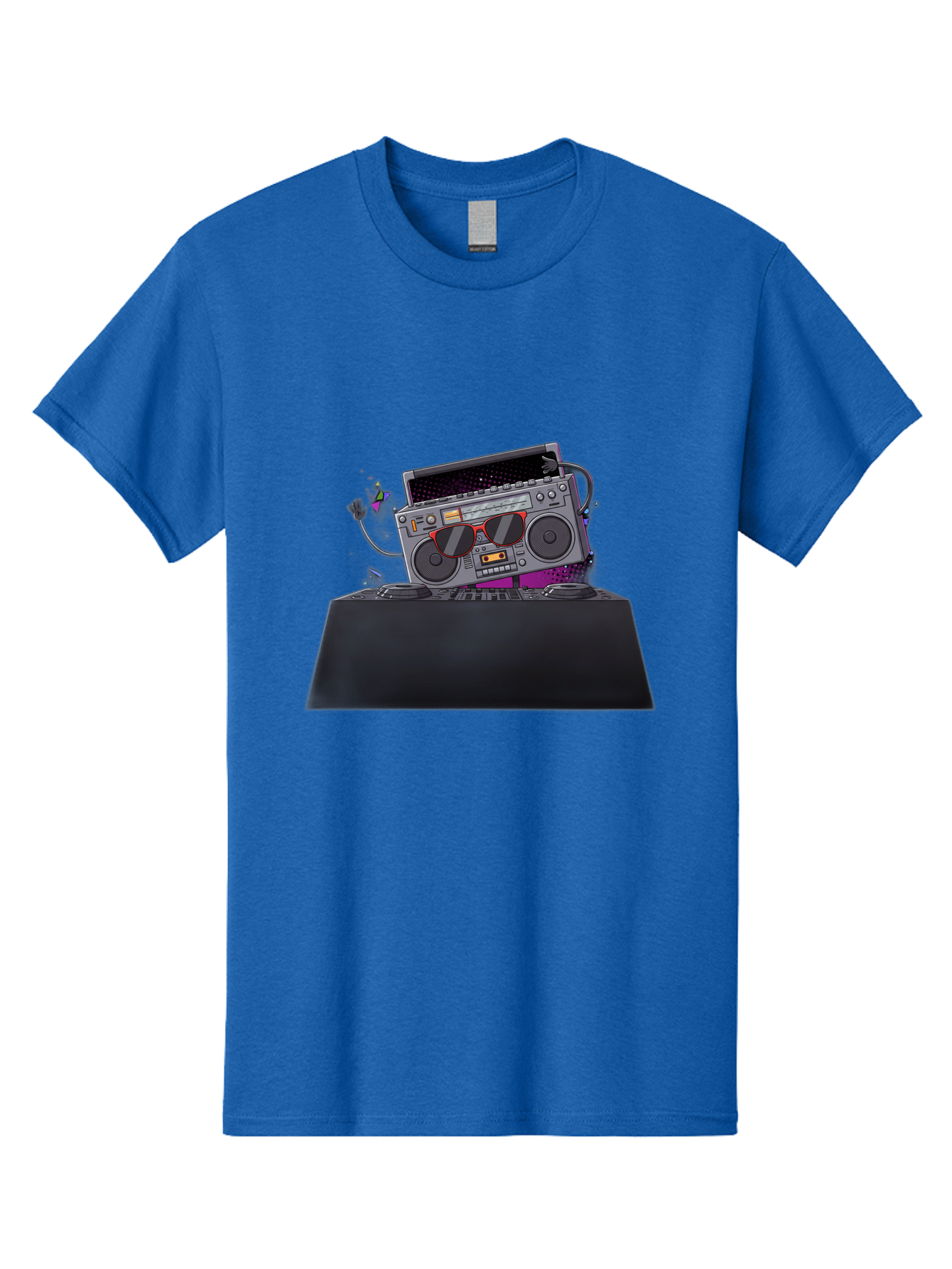 Boombox-Dj-Setup Men'S Graphic Tee, 100% Cotton, Comfortable Casual Summer Wear, Machine Washable, Retro Boombox, Dj Equipment, Music Setup, Vinyl Records, Turntables, Earbuds, Nostalgic Vibes, Electronic Music, Disco Era, Cassette Player Baa192