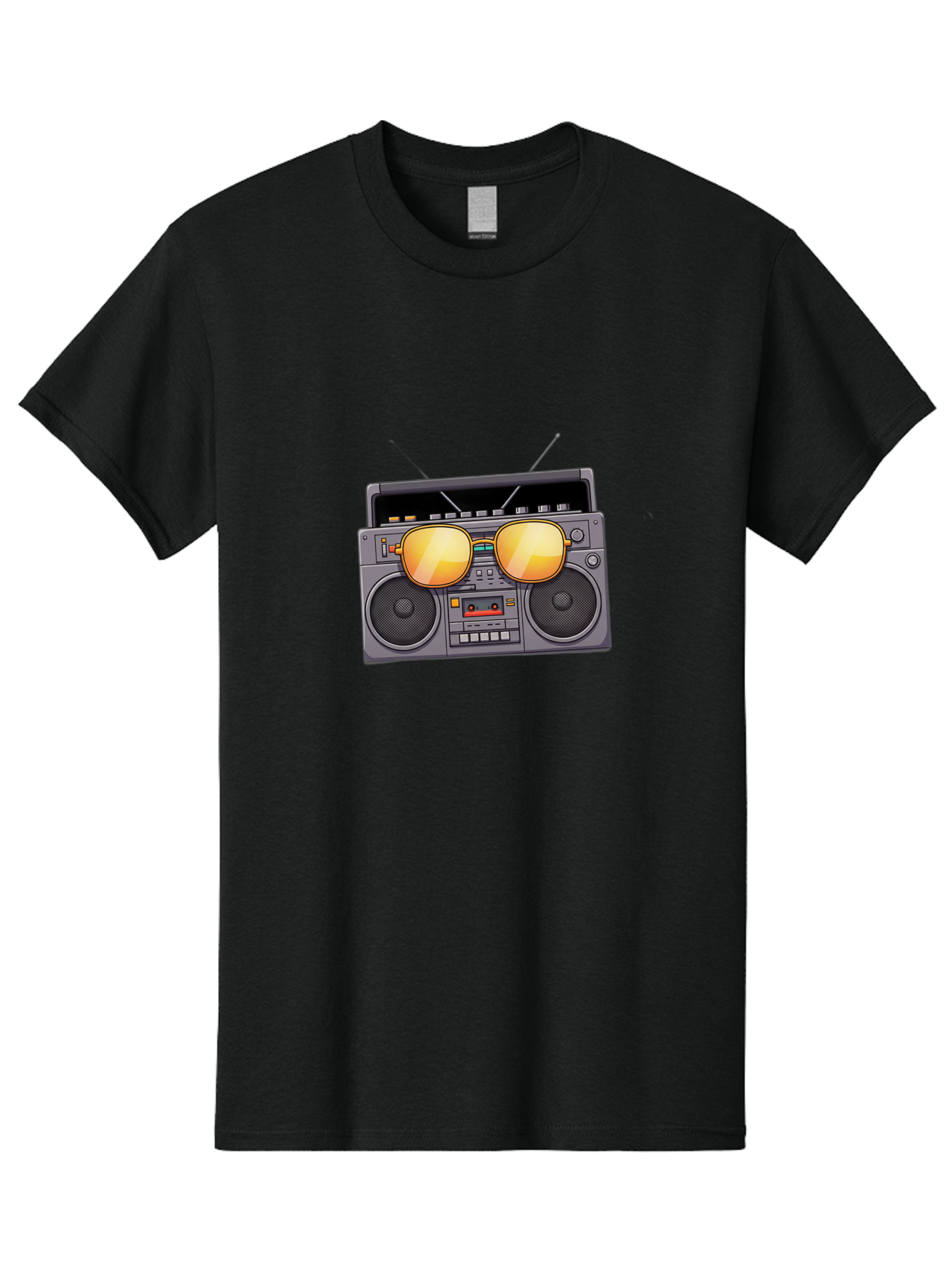 Boombox-Sunglasses Men'S Graphic Tee, 100% Cotton, Comfortable Casual Summer Wear, Machine Washable, Retro Boombox, Vintage Style, Sunglasses, Cassette Player, Old School Music, Nostalgic Vibe, Cool Accessories, Funky Graphics Baa193