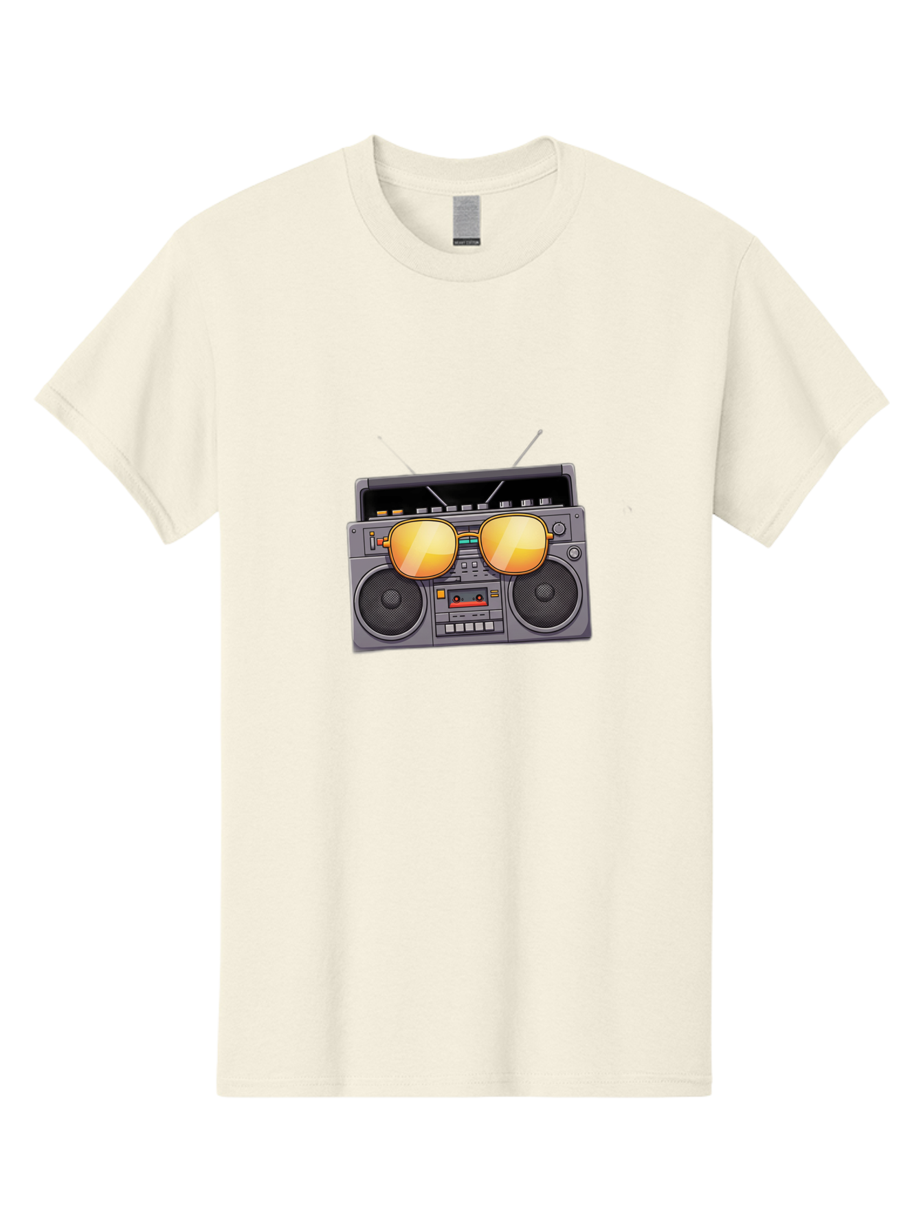 Boombox-Sunglasses Men'S Graphic Tee, 100% Cotton, Comfortable Casual Summer Wear, Machine Washable, Retro Boombox, Vintage Style, Sunglasses, Cassette Player, Old School Music, Nostalgic Vibe, Cool Accessories, Funky Graphics Baa193