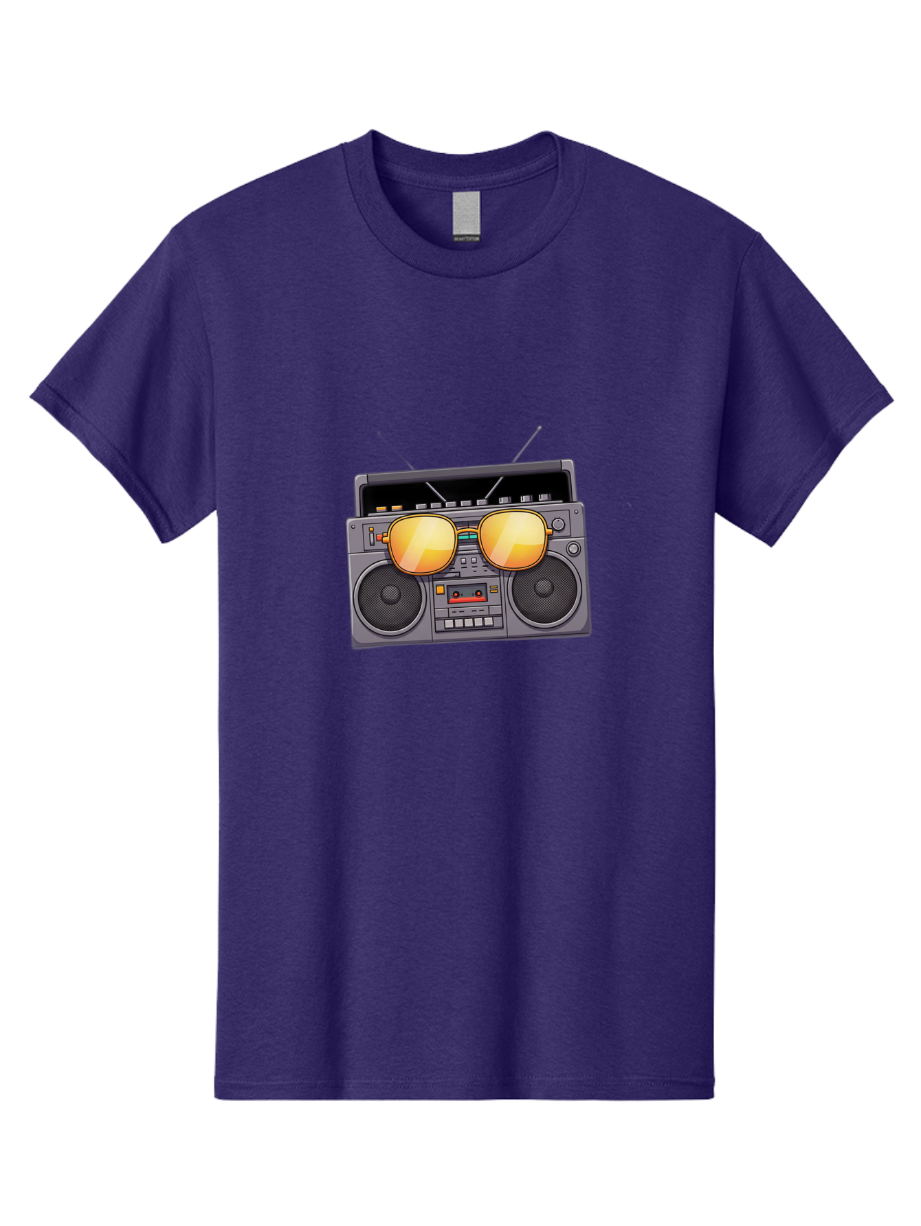 Boombox-Sunglasses Men'S Graphic Tee, 100% Cotton, Comfortable Casual Summer Wear, Machine Washable, Retro Boombox, Vintage Style, Sunglasses, Cassette Player, Old School Music, Nostalgic Vibe, Cool Accessories, Funky Graphics Baa193