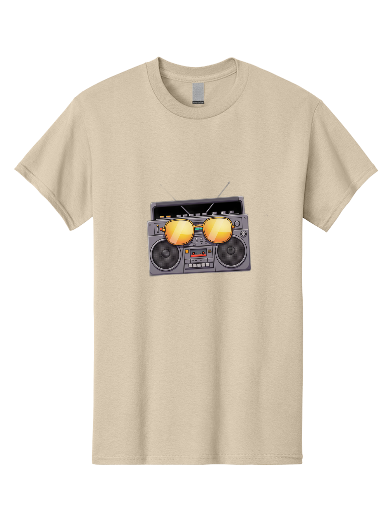 Boombox-Sunglasses Men'S Graphic Tee, 100% Cotton, Comfortable Casual Summer Wear, Machine Washable, Retro Boombox, Vintage Style, Sunglasses, Cassette Player, Old School Music, Nostalgic Vibe, Cool Accessories, Funky Graphics Baa193