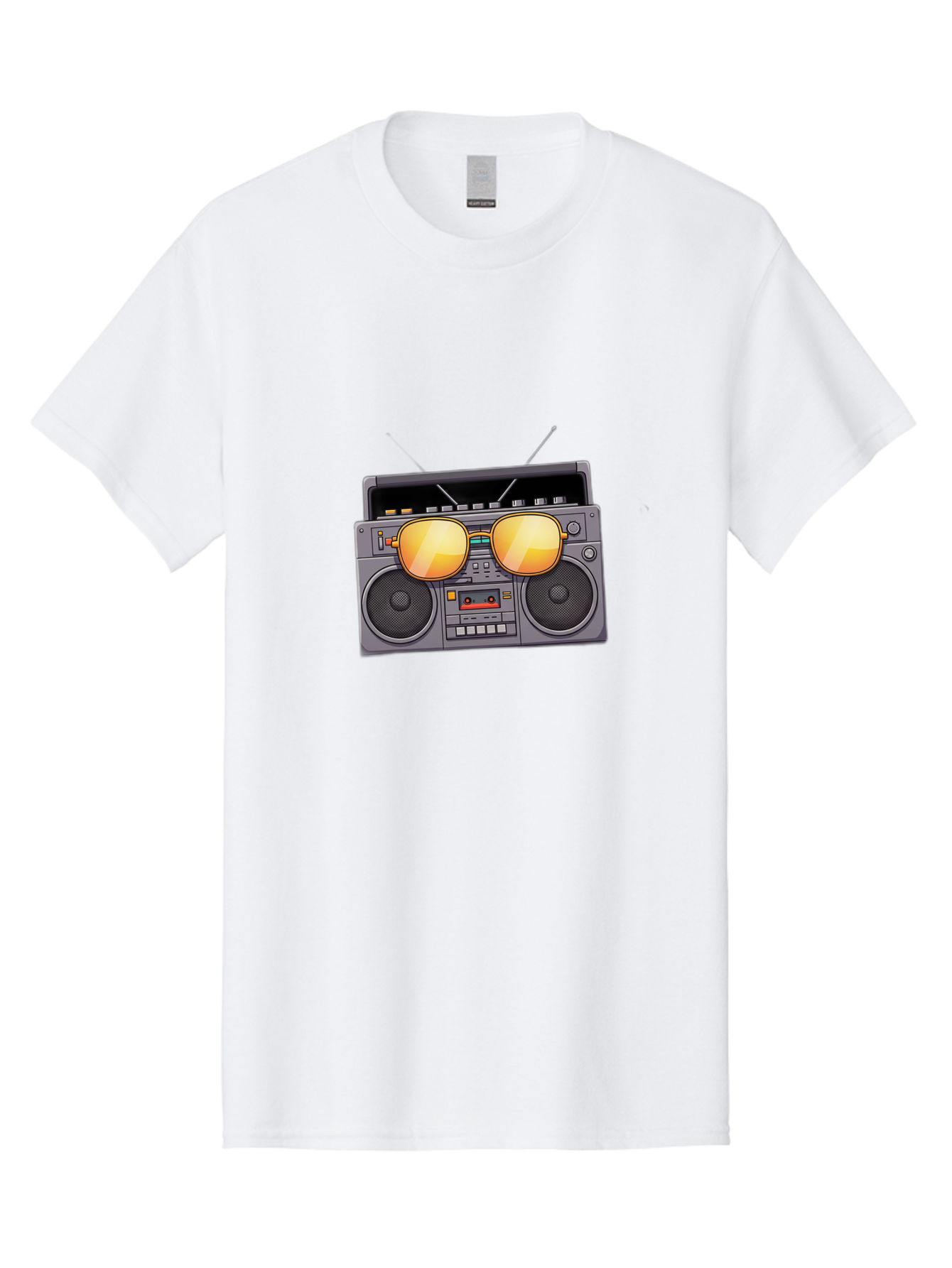 Boombox-Sunglasses Men'S Graphic Tee, 100% Cotton, Comfortable Casual Summer Wear, Machine Washable, Retro Boombox, Vintage Style, Sunglasses, Cassette Player, Old School Music, Nostalgic Vibe, Cool Accessories, Funky Graphics Baa193