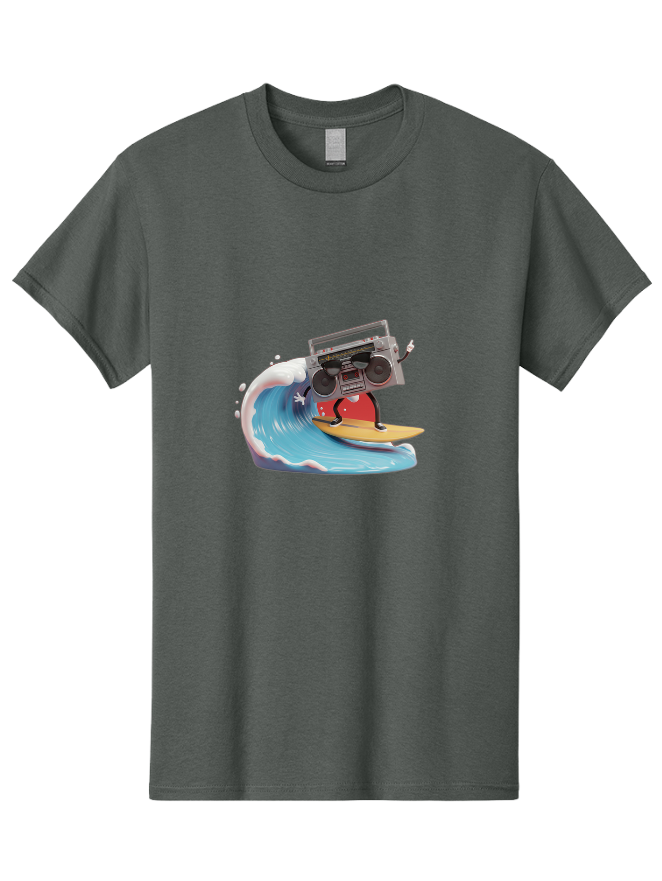 Boombox-Surfing-Wave Men'S Graphic Tee, 100% Cotton, Comfortable Casual Summer Wear, Machine Washable, Boomer Boombox Surfing, Retro Boombox, Surfing Wave, Beach Vibes, Retro Radio, Fun Summer Activity, Cool Surfboard, Radical Wave, Baa194