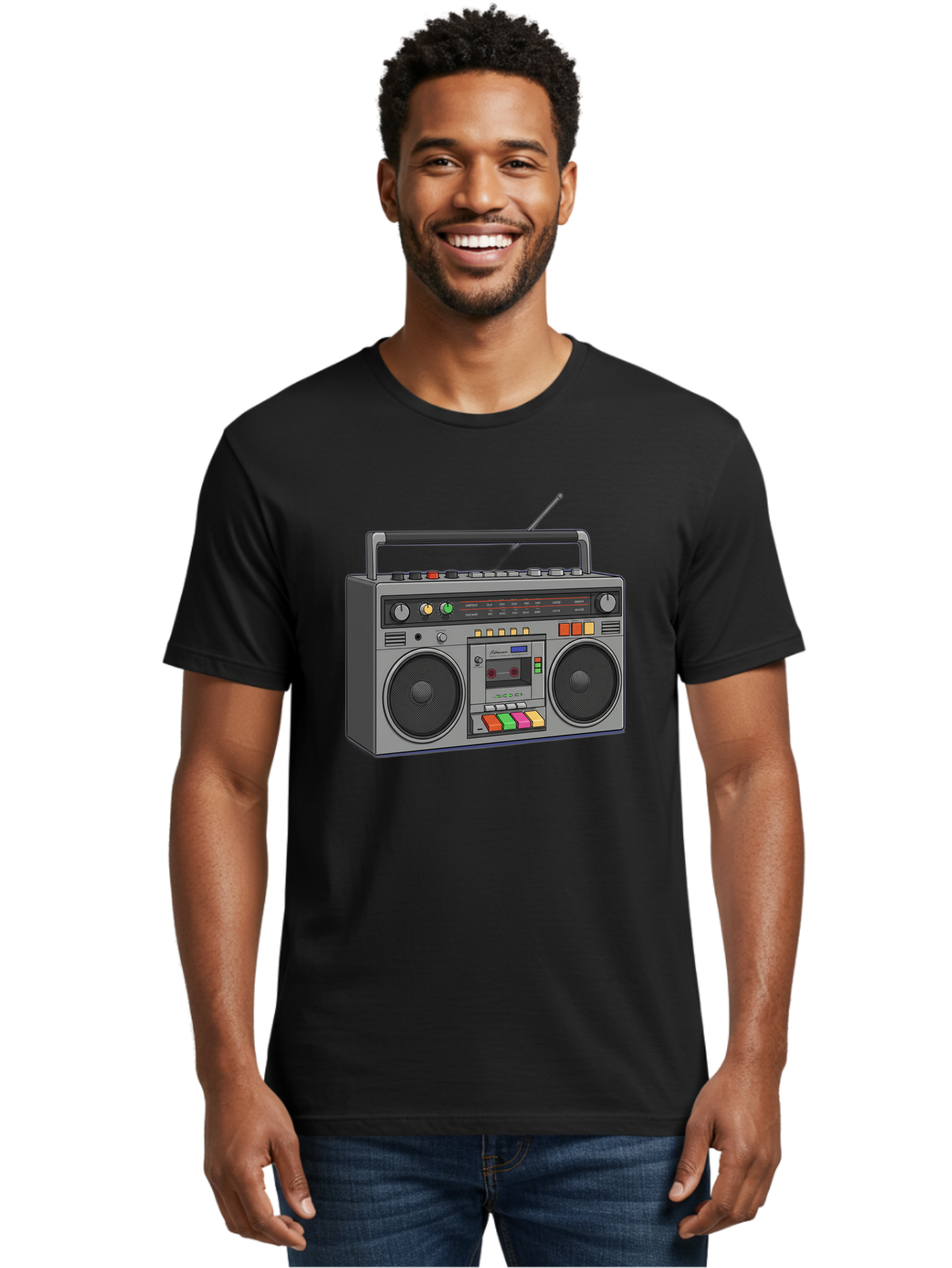 Boombox Men'S Graphic Tee, 100% Cotton, Comfortable Casual Summer Wear, Machine Washable, Vintage Boombox, Retro Radio, Cassette Player, Music On The Go, Portable Speaker, Nostalgic Electronics, 80S Technology, Classic Design Baa196