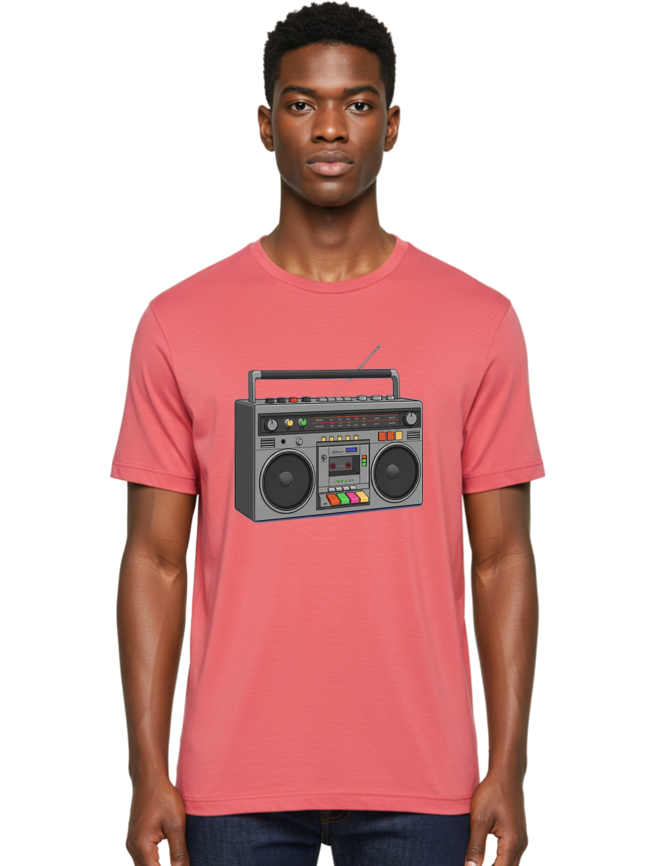 Boombox Men'S Graphic Tee, 100% Cotton, Comfortable Casual Summer Wear, Machine Washable, Vintage Boombox, Retro Radio, Cassette Player, Music On The Go, Portable Speaker, Nostalgic Electronics, 80S Technology, Classic Design Baa196