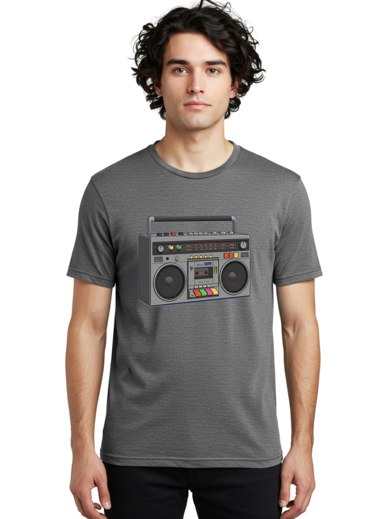 Boombox Men'S Graphic Tee, 100% Cotton, Comfortable Casual Summer Wear, Machine Washable, Vintage Boombox, Retro Radio, Cassette Player, Music On The Go, Portable Speaker, Nostalgic Electronics, 80S Technology, Classic Design Baa196