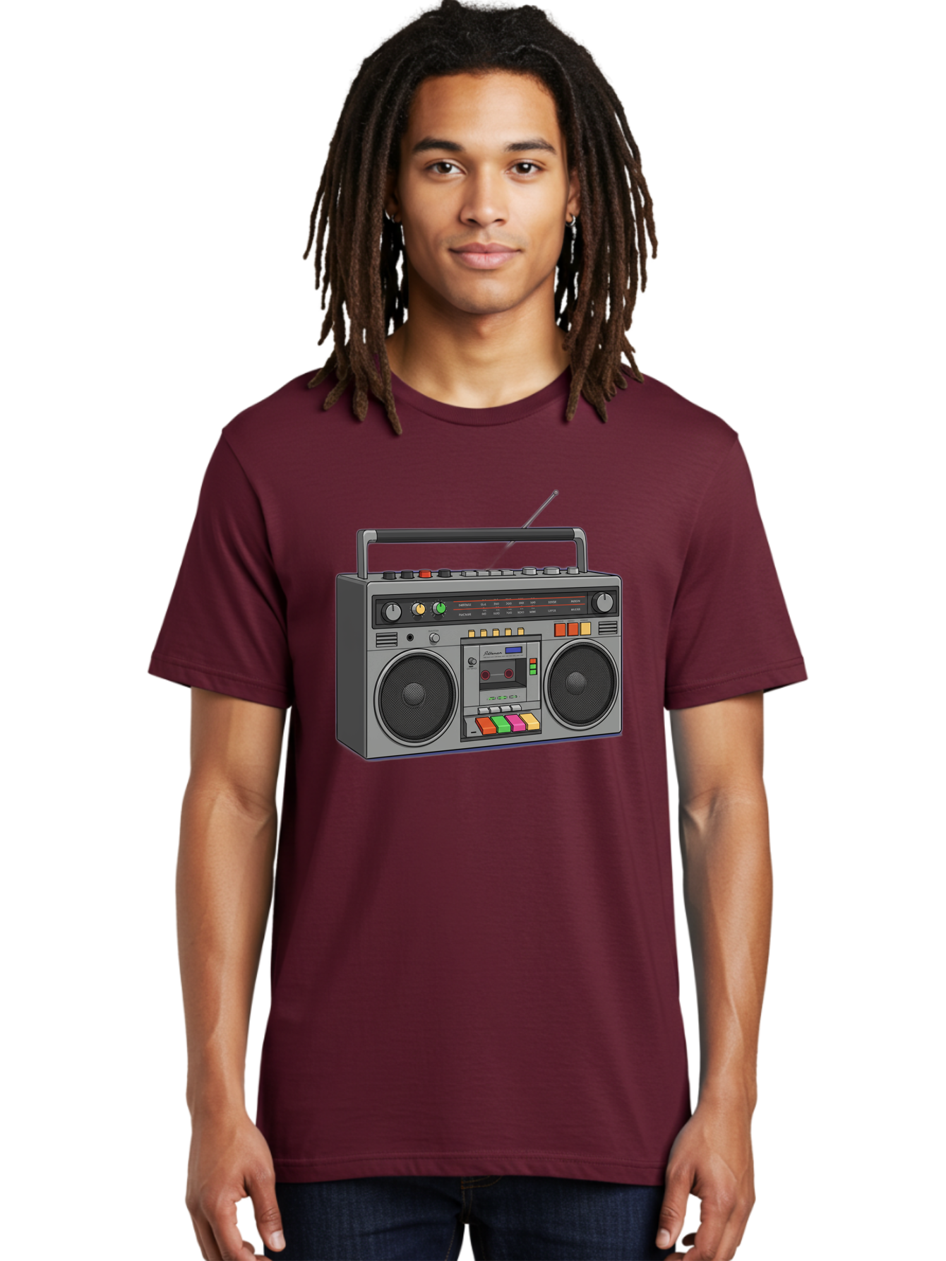 Boombox Men'S Graphic Tee, 100% Cotton, Comfortable Casual Summer Wear, Machine Washable, Vintage Boombox, Retro Radio, Cassette Player, Music On The Go, Portable Speaker, Nostalgic Electronics, 80S Technology, Classic Design Baa196
