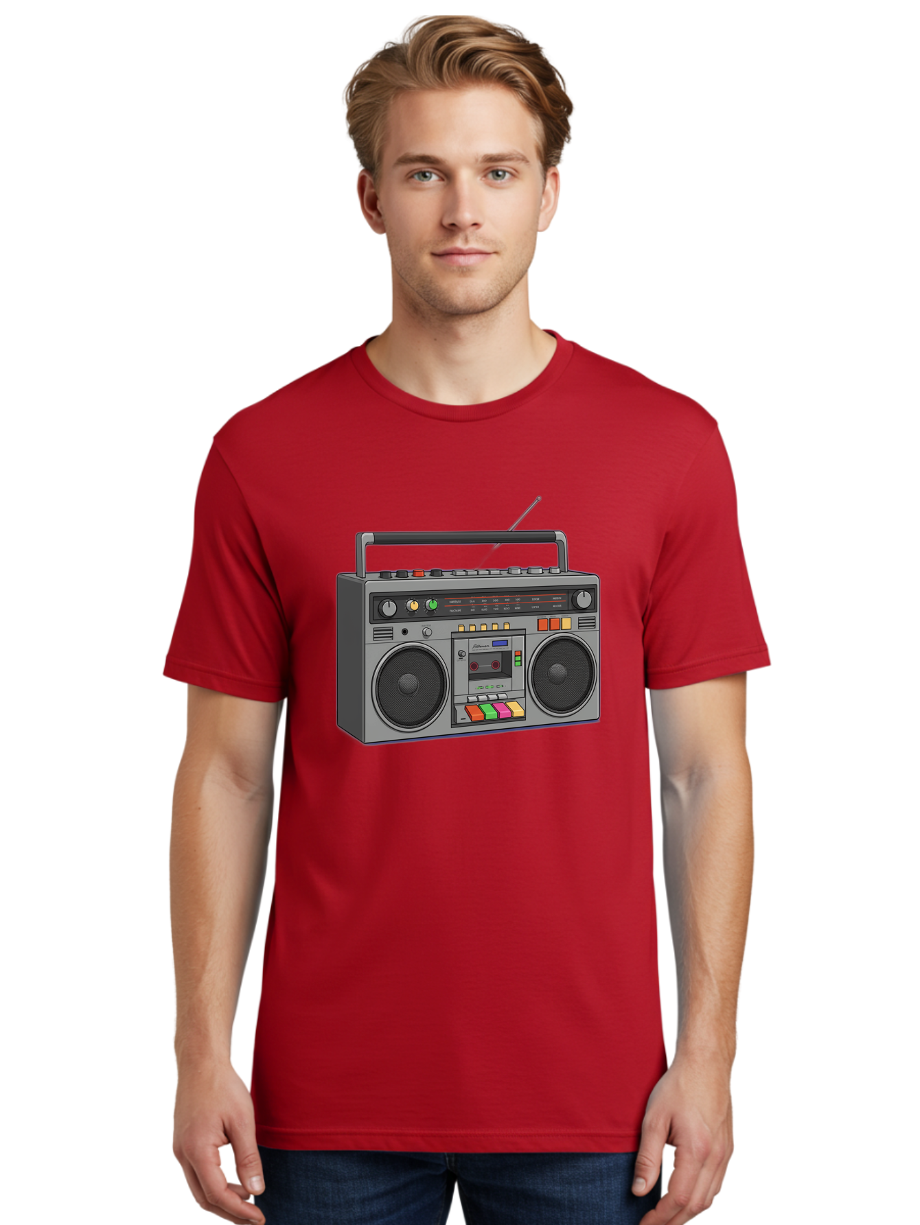 Boombox Men'S Graphic Tee, 100% Cotton, Comfortable Casual Summer Wear, Machine Washable, Vintage Boombox, Retro Radio, Cassette Player, Music On The Go, Portable Speaker, Nostalgic Electronics, 80S Technology, Classic Design Baa196