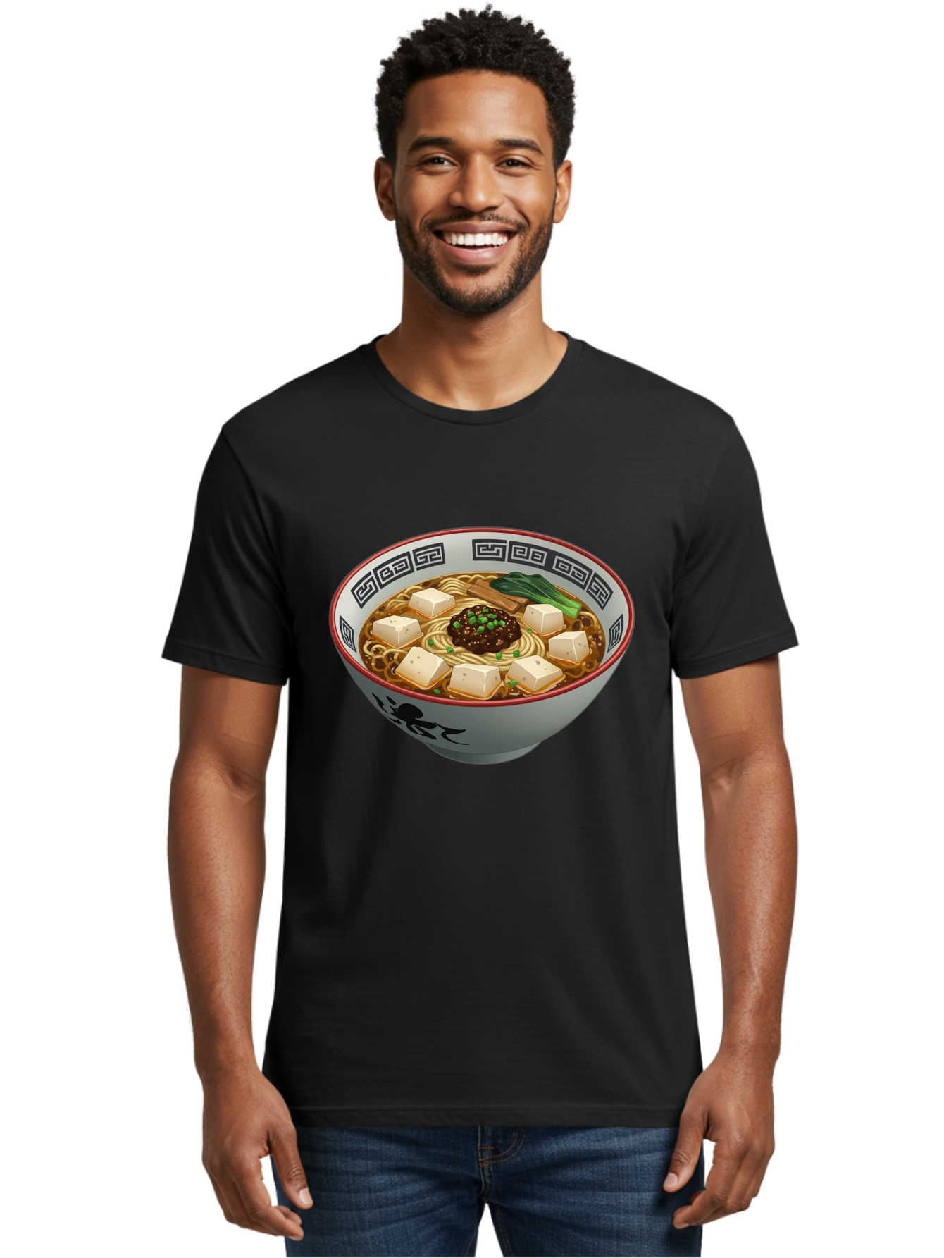 Bowl-Of-Ramen-2 Men'S Graphic Tee, 100% Cotton, Comfortable Casual Summer Wear, Machine Washable, Ramen Noodles, Noodle Soup, Japanese Cuisine, Tofu, Bok Choy, Savory Broth, Asian-Inspired, Delicious Meal, Comforting Food, Hot Soup, Baa198
